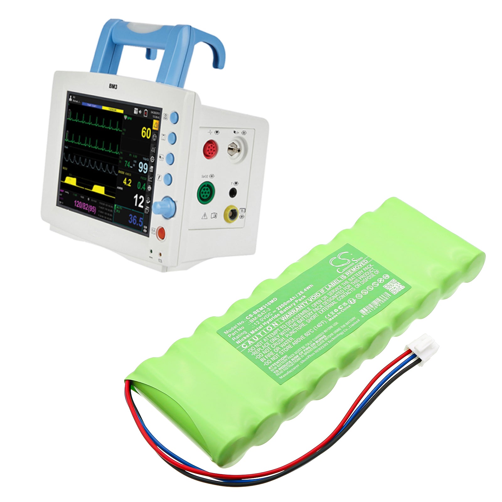12V, Ni-MH, 2200mAh, Battery fits Bionet BM3:D1F1200001 ~ D1G03xxxxx(12.2005 ~ 03.2006), 26.4Wh Medical Cameron Sino Technology Limited