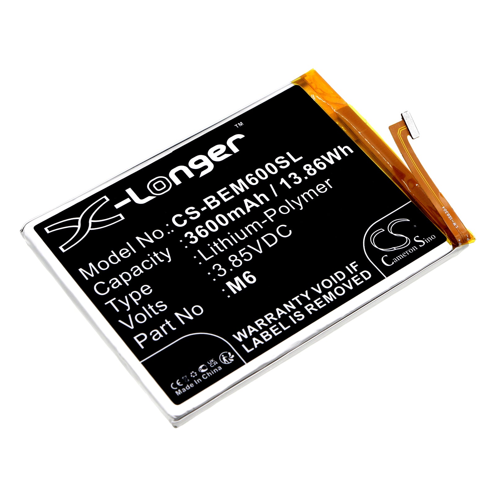 Li-Polymer, Mobile, SmartPhone Battery fits Bea-fon M6 Premium, 3.85V, 3600mAh Mobile, SmartPhone Cameron Sino Technology Limited