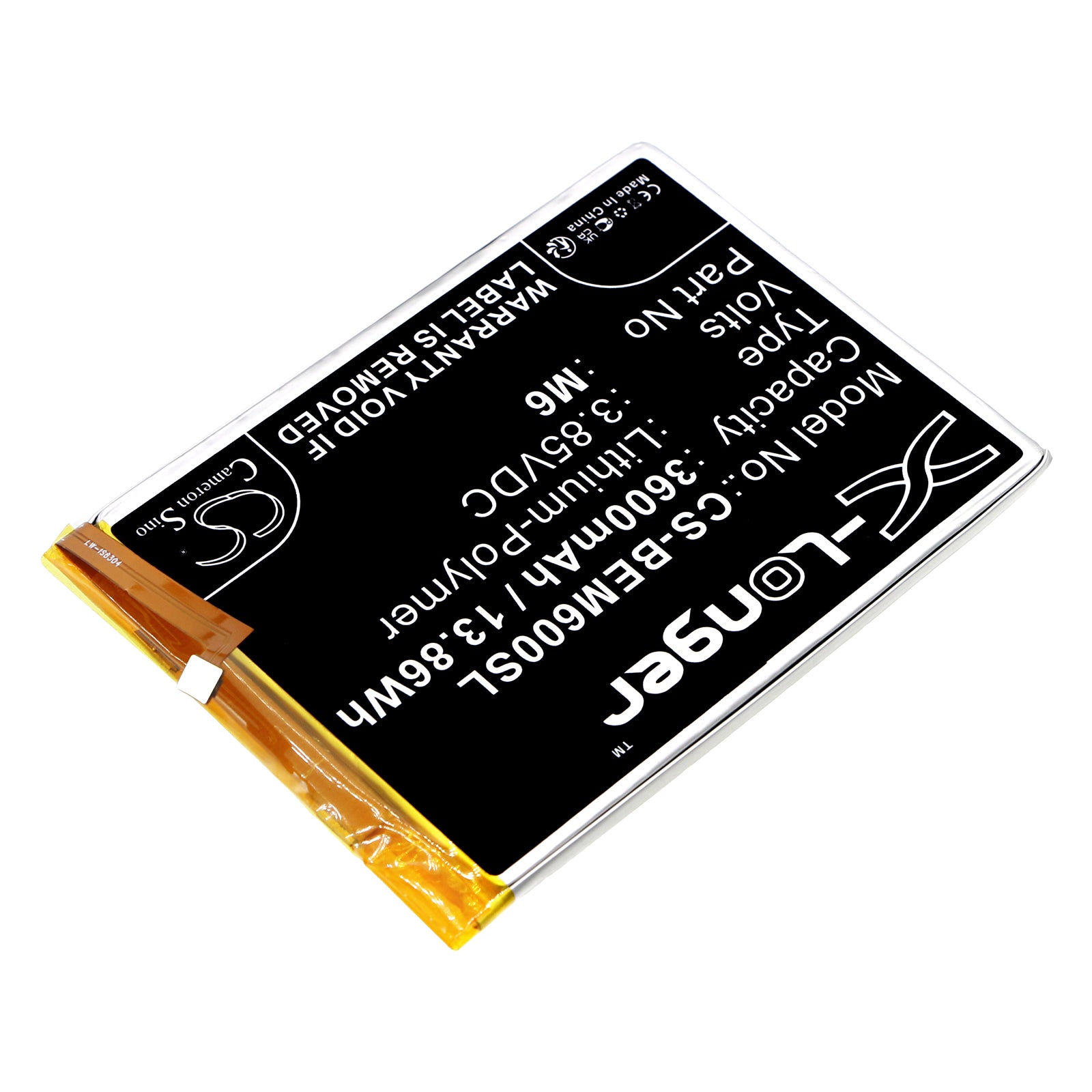 Li-Polymer, Mobile, SmartPhone Battery fits Bea-fon M6 Premium, 3.85V, 3600mAh Mobile, SmartPhone Cameron Sino Technology Limited