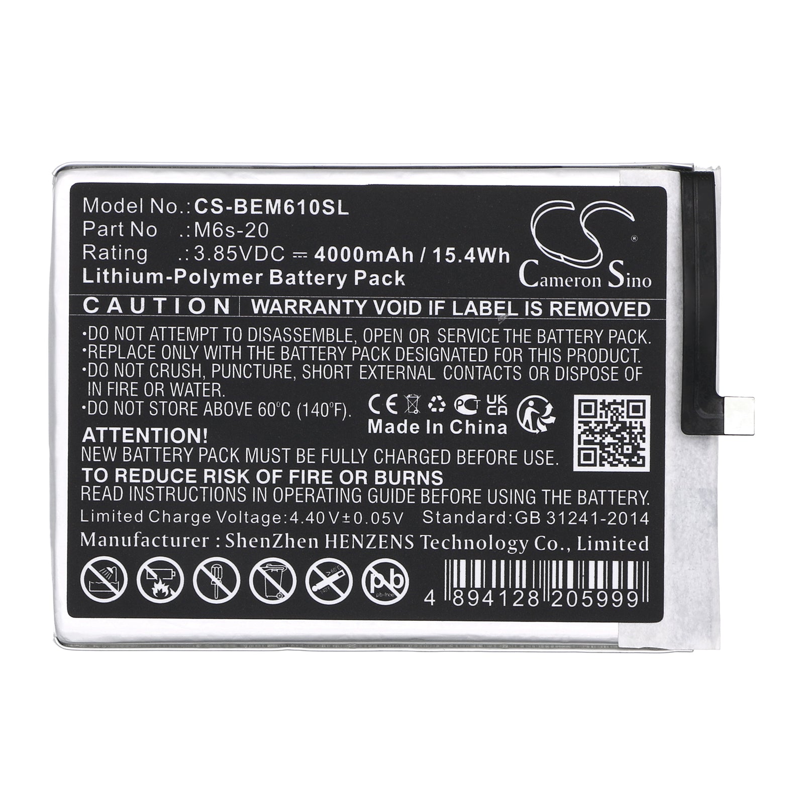 Li-Polymer, Mobile, SmartPhone Battery fits Bea-fon M6s, M6s Premium, 3.85V, 4000mAh Mobile, SmartPhone Cameron Sino Technology Limited