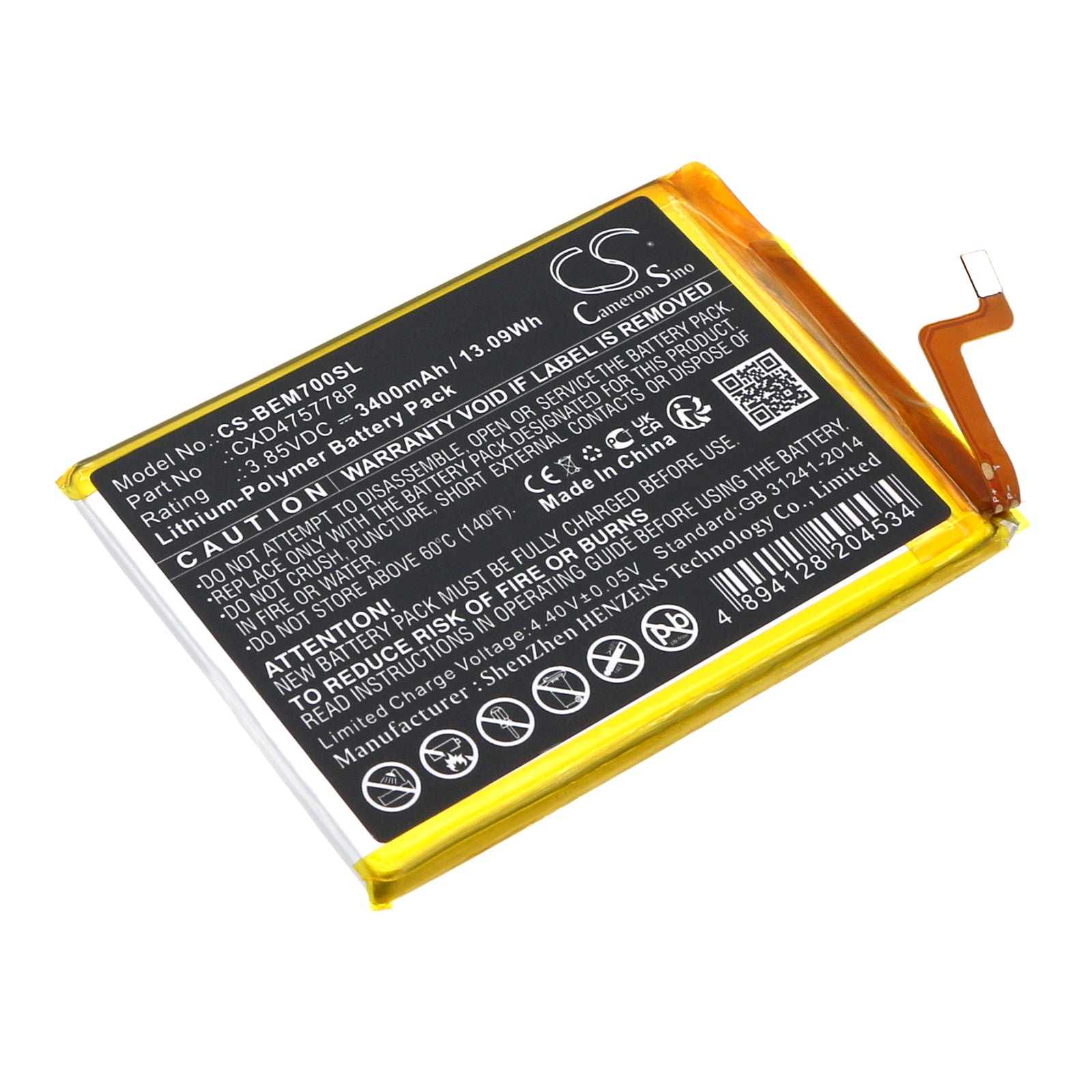 Li-Polymer, Mobile, SmartPhone Battery fits Bea-fon M7 Lite Premium, M7 Premium, 3.85V, 3400mAh Mobile, SmartPhone Cameron Sino Technology Limited