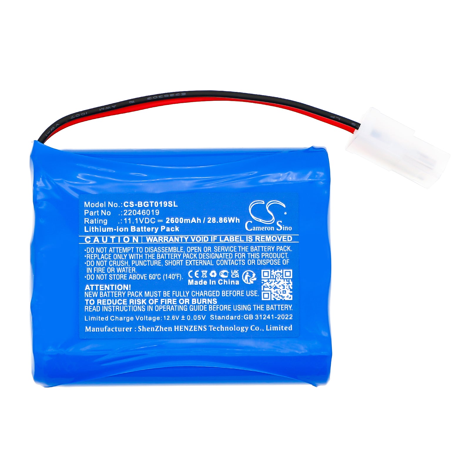 11.1V, Li-ion, 2600mAh, Battery fits B&G PTT, Pressurizing Tank Top, 28.86Wh Equipment, Survey, Test Cameron Sino Technology Limited
