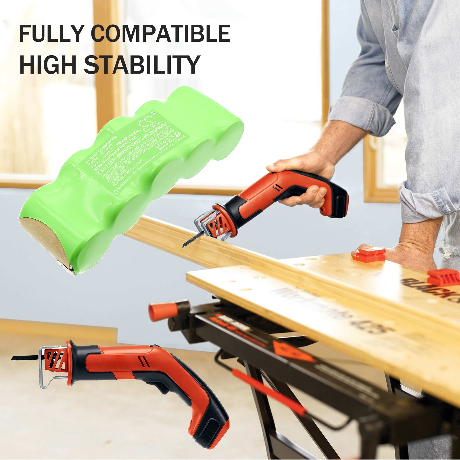 6V, Ni-MH, 2000mAh, Battery fits Black & Decker CHS6000, CHS6000 Recip-Saw, 12Wh Power Tools Cameron Sino Technology Limited