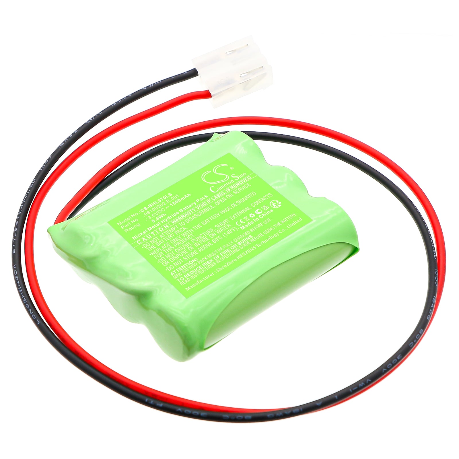 3.6V, Ni-MH, 1500mAh, Battery fits Beghelli 415097000, 5.4Wh Emergency Lighting Cameron Sino Technology Limited