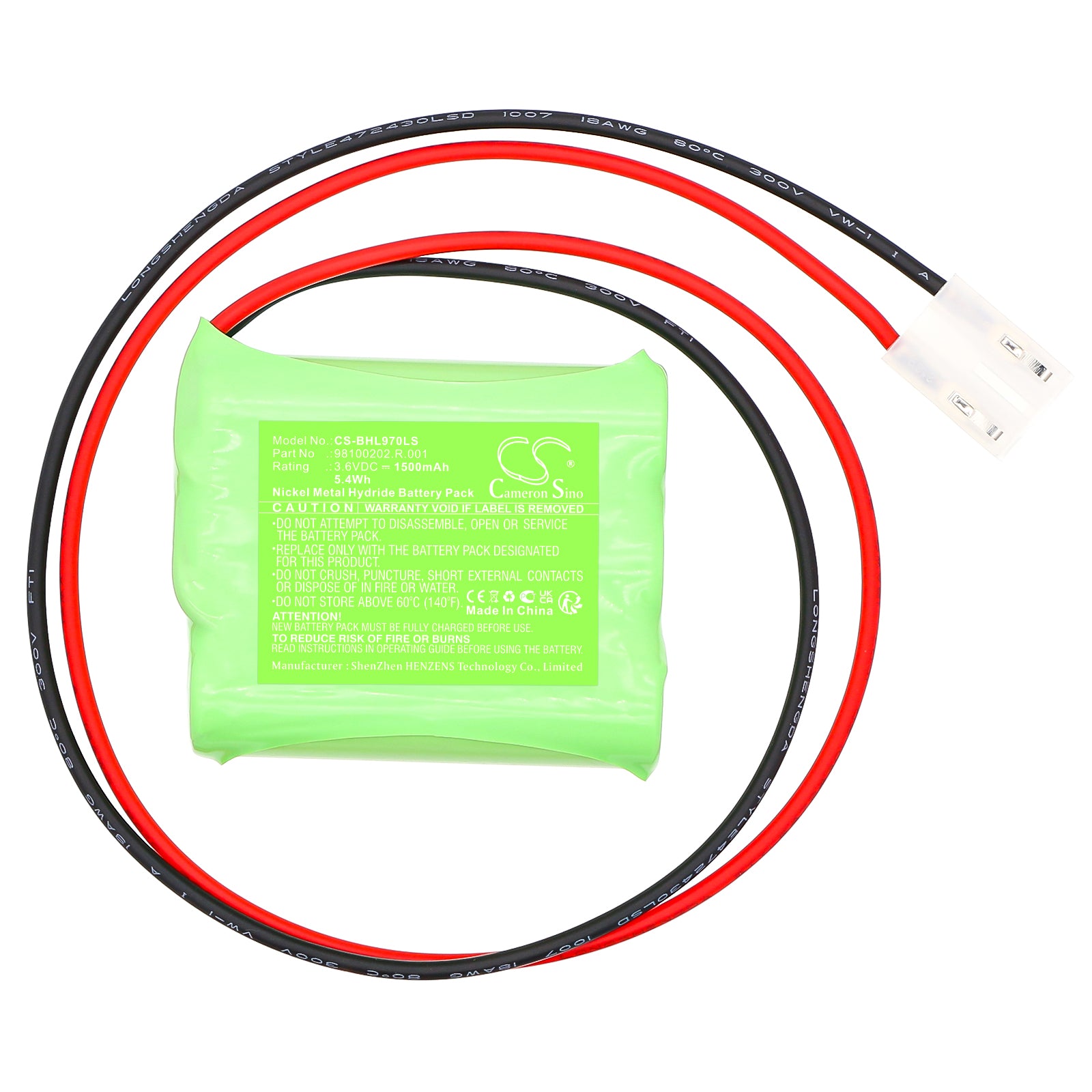 3.6V, Ni-MH, 1500mAh, Battery fits Beghelli 415097000, 5.4Wh Emergency Lighting Cameron Sino Technology Limited