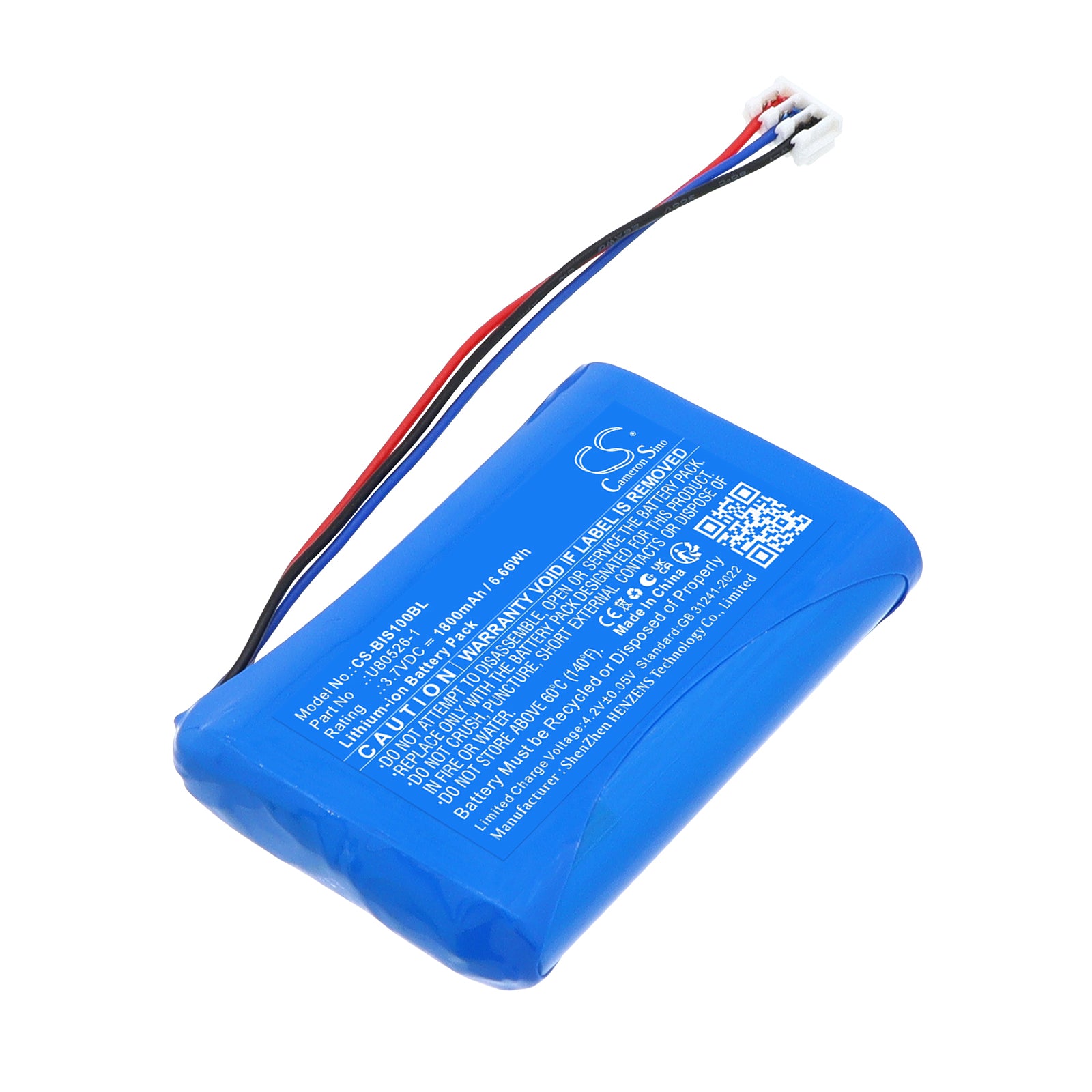 3.7V, Li-ion, 1800mAh, Battery fits Tyro Indus 1S Wireless E-stop, 6.66Wh Crane Remote Control Cameron Sino Technology Limited