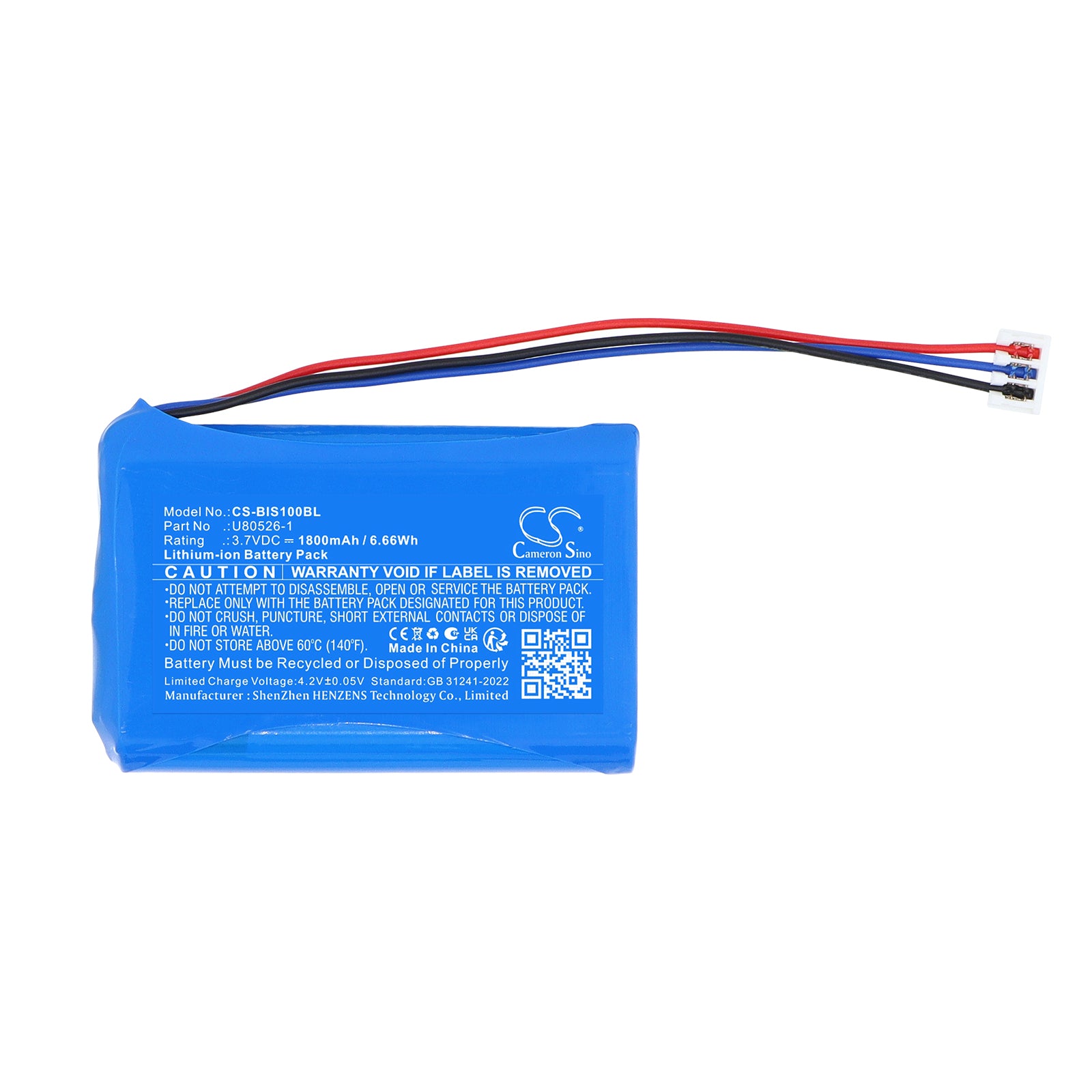 3.7V, Li-ion, 1800mAh, Battery fits Tyro Indus 1S Wireless E-stop, 6.66Wh Crane Remote Control Cameron Sino Technology Limited
