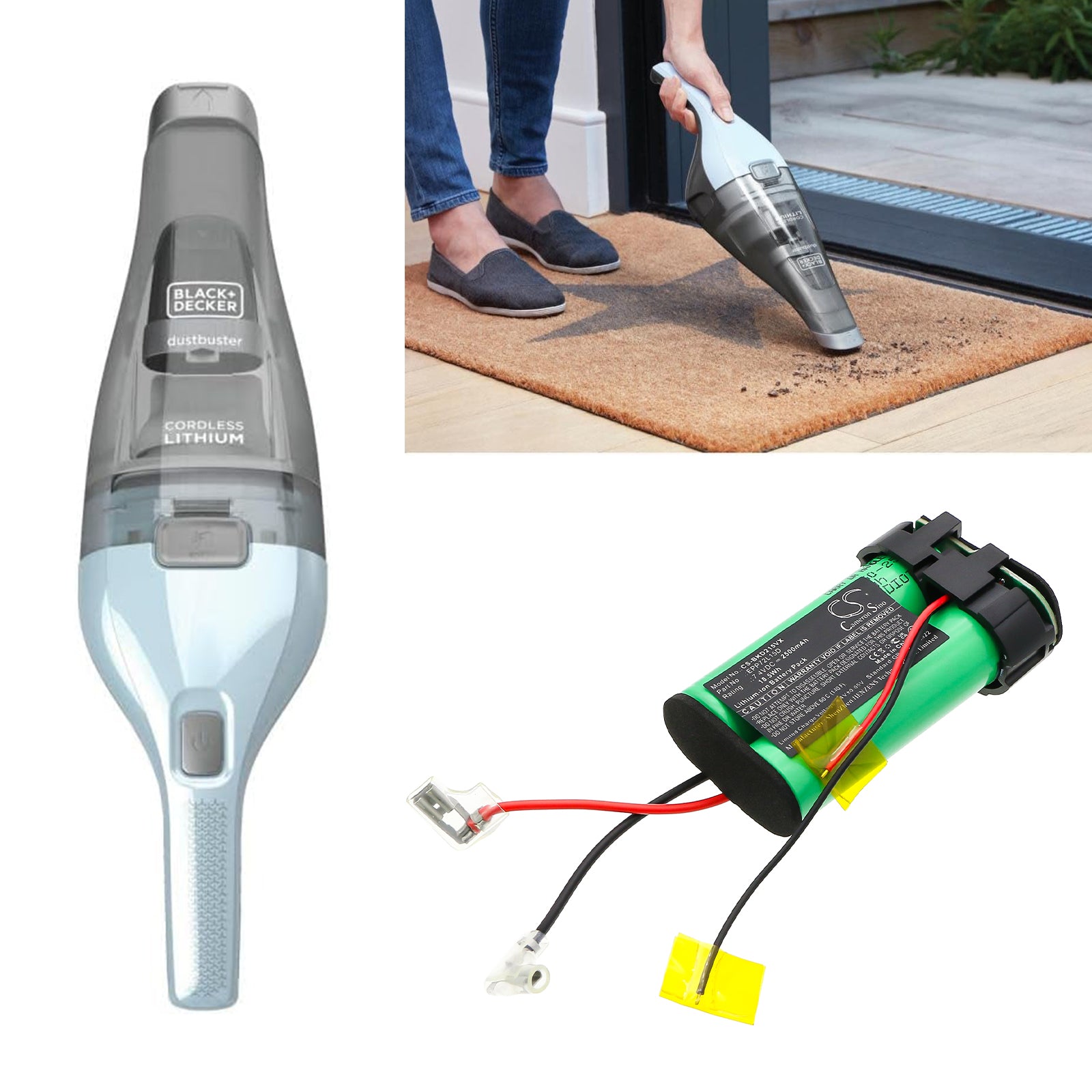 7.4V, Li-ion, 2500mAh, Battery fits Black+Decker HNV215B, HNV215B12, 18.5Wh Vacuum Cameron Sino Technology Limited