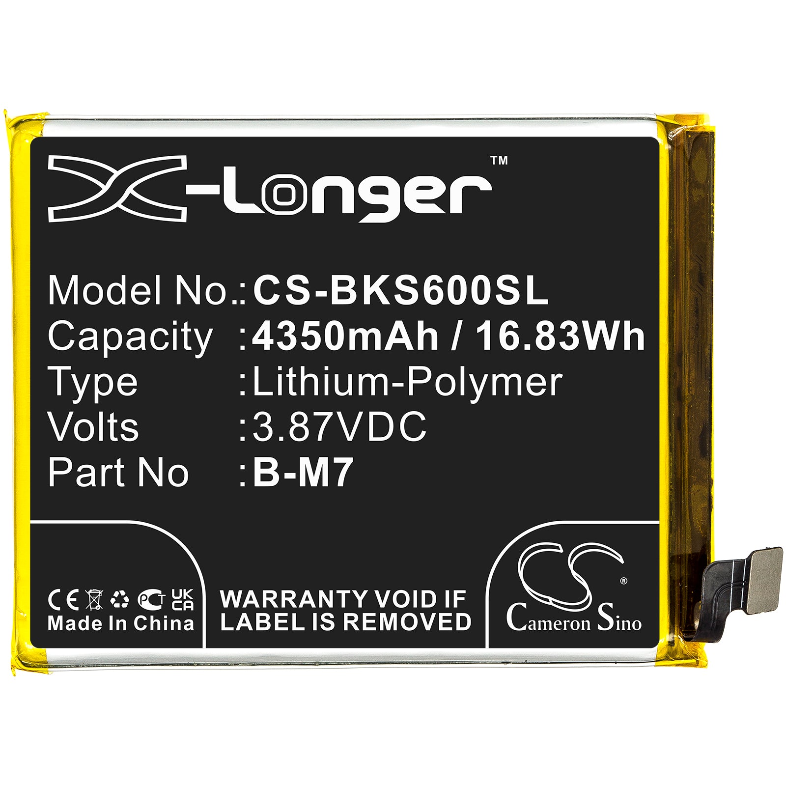 Li-Polymer, Mobile, SmartPhone Battery fits Vivo G1 5g, S6 5g, 3.87V, 4350mAh Mobile, SmartPhone Cameron Sino Technology Limited