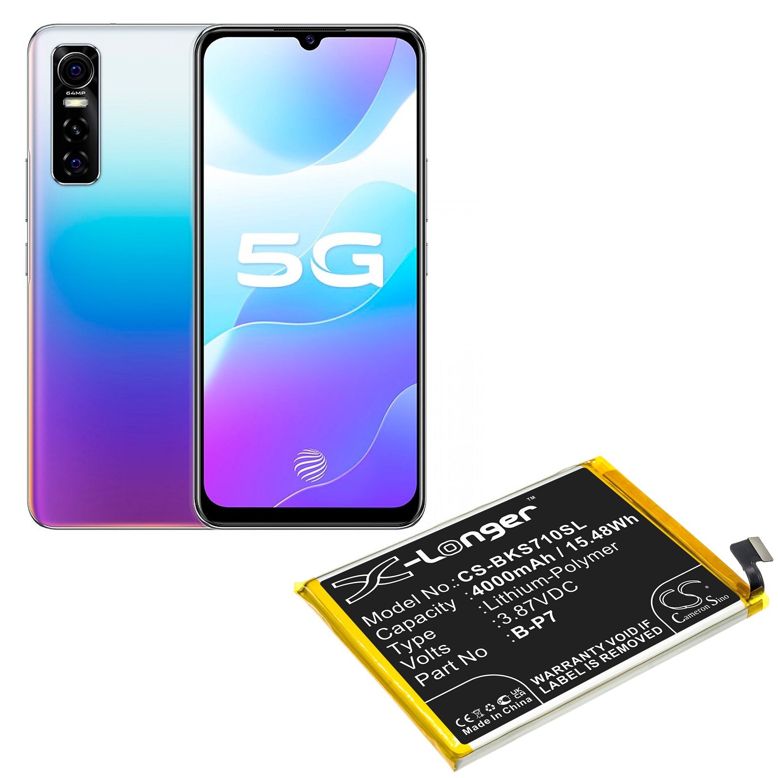 Li-Polymer, Mobile, SmartPhone Battery fits Vivo S7e, S7e 5g 2020, 3.87V, 4000mAh Mobile, SmartPhone Cameron Sino Technology Limited