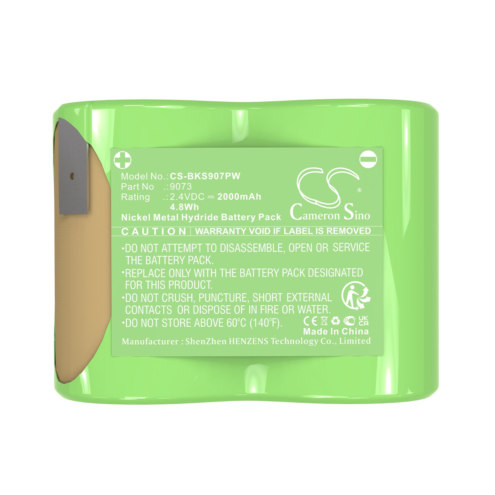 2.4V, Ni-MH, 2000mAh, Battery fits Black & Decker 9073, 9073 Type 1, 4.8Wh Power Tools Cameron Sino Technology Limited