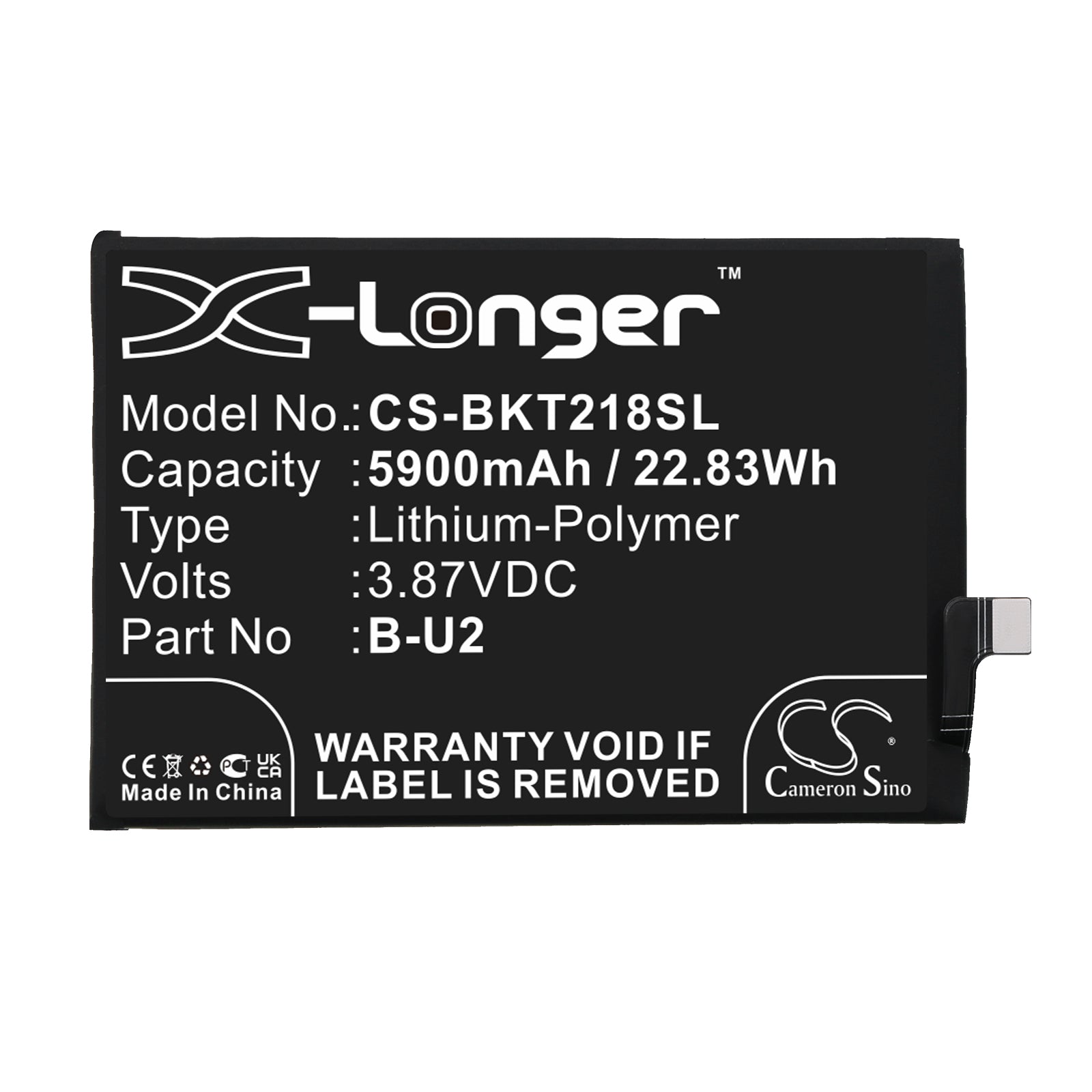 Li-Polymer, Mobile, SmartPhone Battery fits Vivo T2x, V2188a, 3.87V, 5900mAh Mobile, SmartPhone Cameron Sino Technology Limited