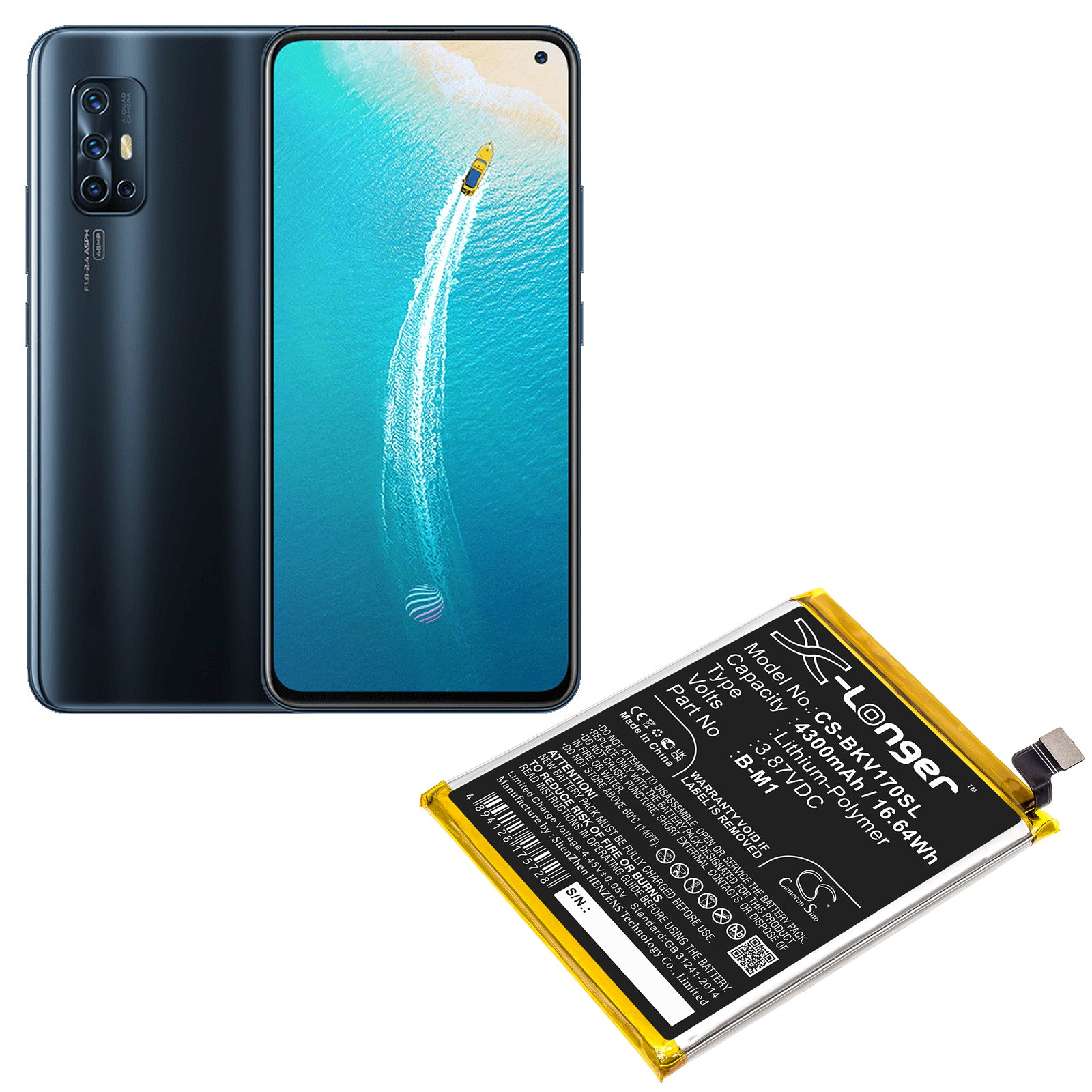 Li-Polymer, Mobile, SmartPhone Battery fits Vivo Pd1948, V17, 3.87V, 4300mAh Mobile, SmartPhone Cameron Sino Technology Limited