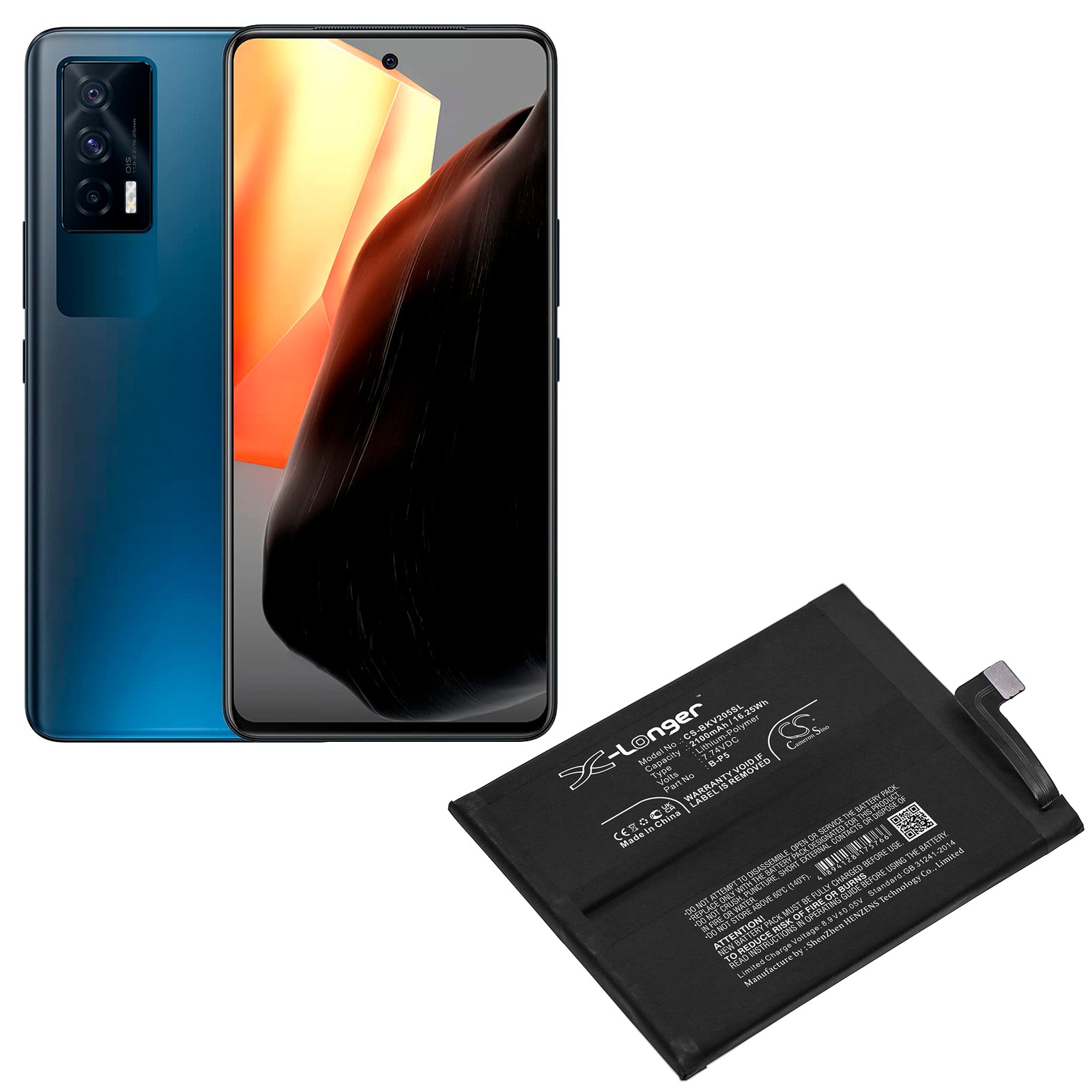 Li-Polymer, Mobile, SmartPhone Battery fits Vivo I1012, Iqoo 7 5g, 7.74V, 2100mAh Mobile, SmartPhone Cameron Sino Technology Limited