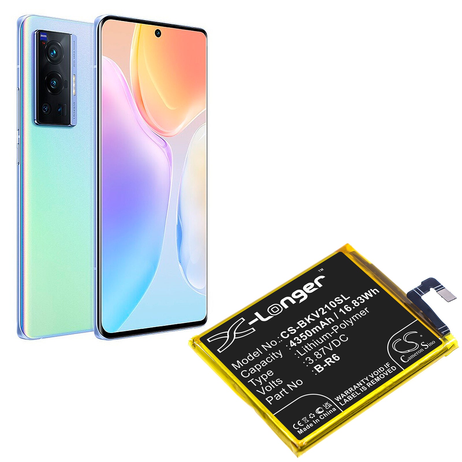 Li-Polymer, Mobile, SmartPhone Battery fits Vivo V2105, X70 Pro, 3.87V, 4350mAh Mobile, SmartPhone Cameron Sino Technology Limited