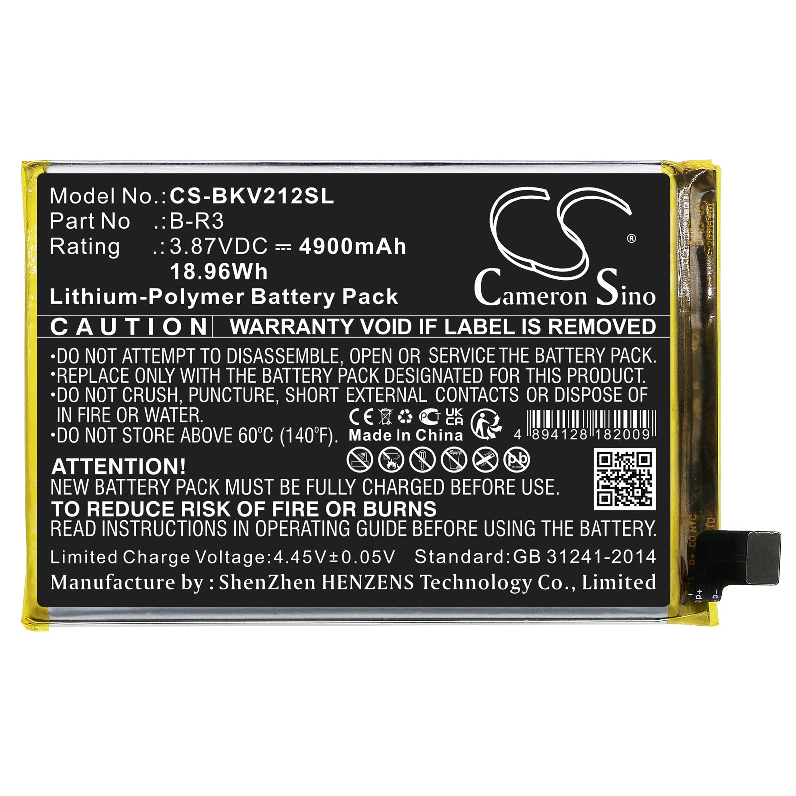 Li-Polymer, Mobile, SmartPhone Battery fits Vivo T1x, T1x 5g 2021, 3.87V, 4900mAh Mobile, SmartPhone Cameron Sino Technology Limited