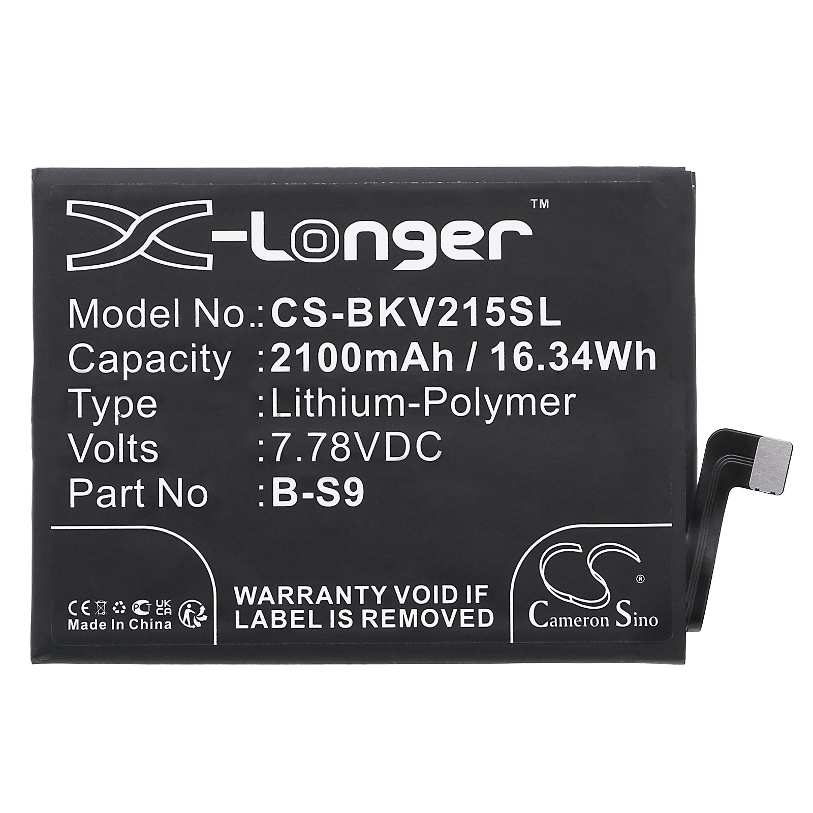 Li-Polymer, Mobile, SmartPhone Battery fits Vivo I2109, Iqoo 9 Se 5g, 7.78V, 2100mAh Mobile, SmartPhone Cameron Sino Technology Limited