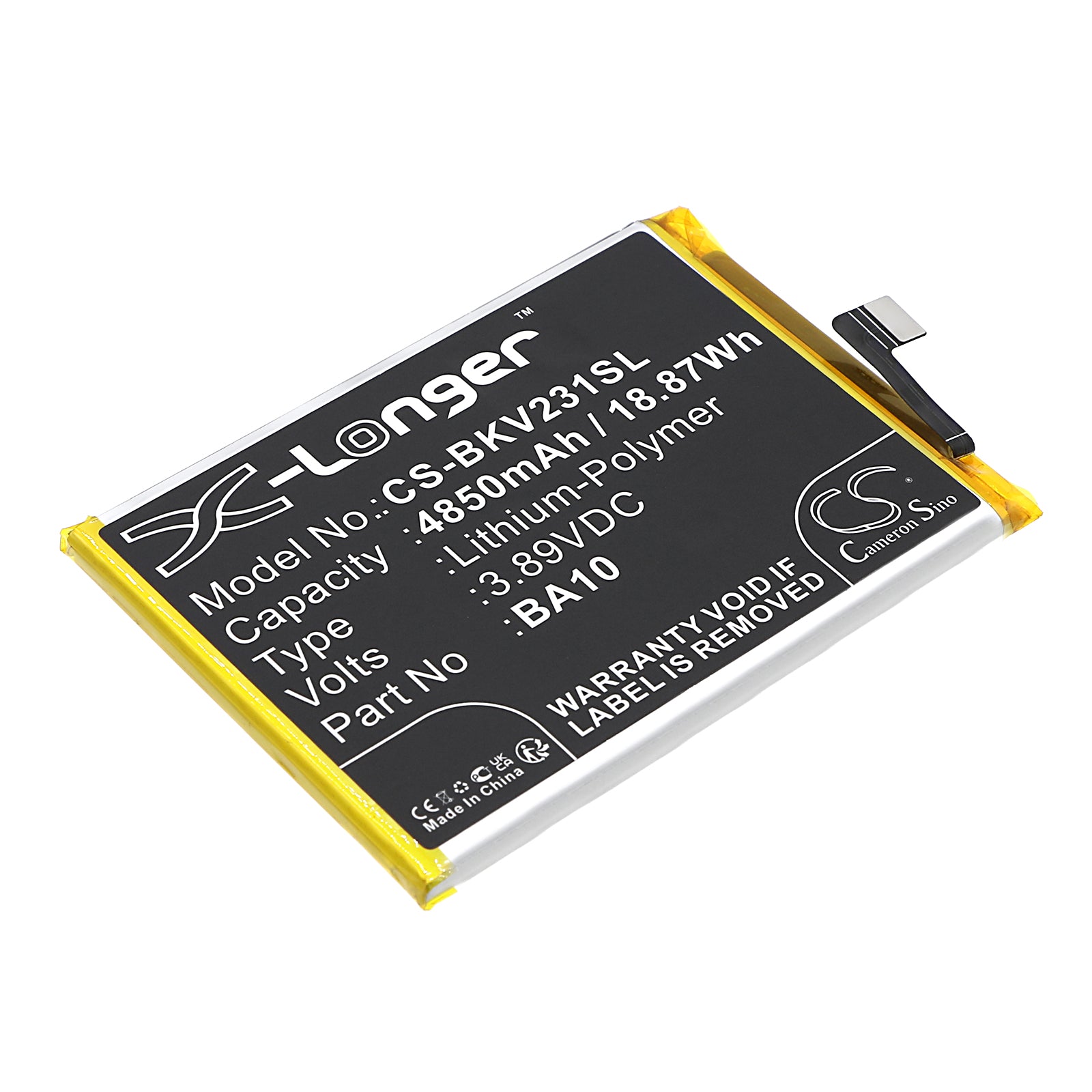 Li-Polymer, Mobile, SmartPhone Battery fits Vivo V2310, V2318a, 3.89V, 4850mAh Mobile, SmartPhone Cameron Sino Technology Limited