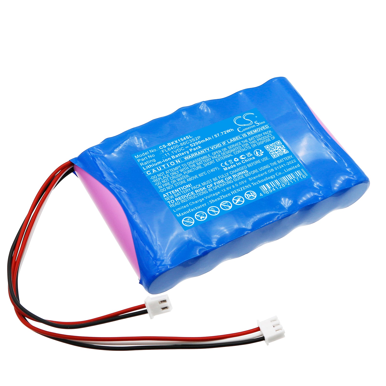 11.1V, Li-ion, 5200mAh, Battery fits Brookstone 154544, Big Blue Party, 57.72Wh Speaker Cameron Sino Technology Limited