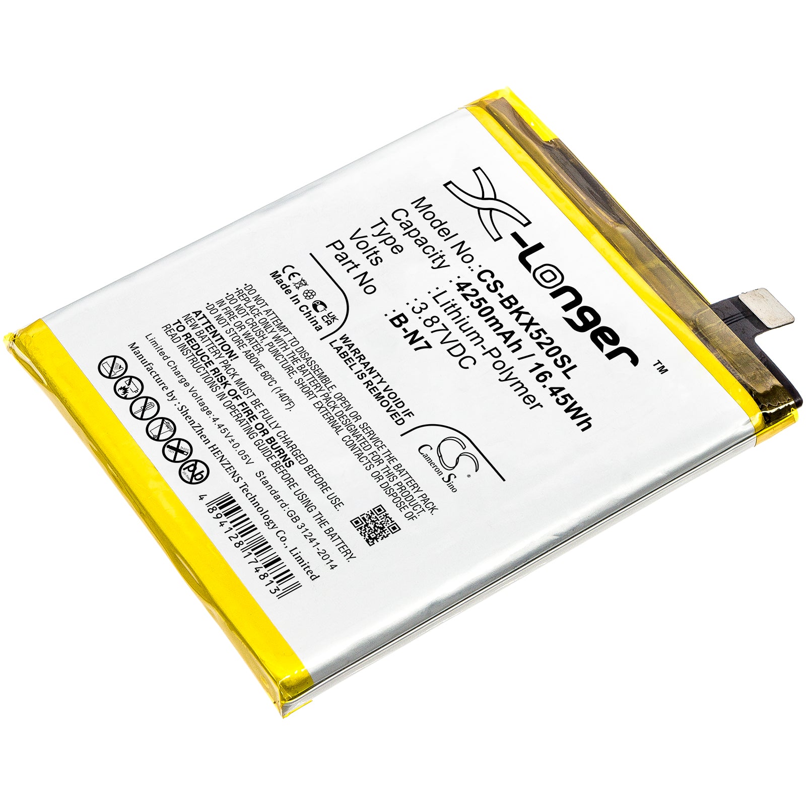 Li-Polymer, Mobile, SmartPhone Battery fits Vivo V2011a, X50 Pro Plus, 3.87V, 4250mAh Mobile, SmartPhone Cameron Sino Technology Limited