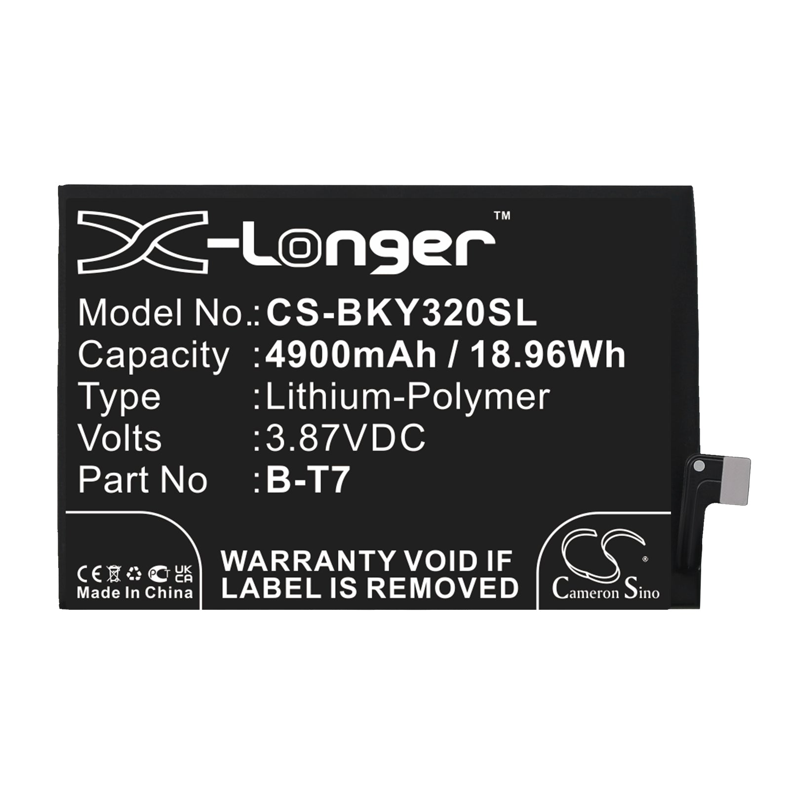 Li-Polymer, Mobile, SmartPhone Battery fits Vivo V2140, V2158, 3.87V, 4900mAh Mobile, SmartPhone Cameron Sino Technology Limited