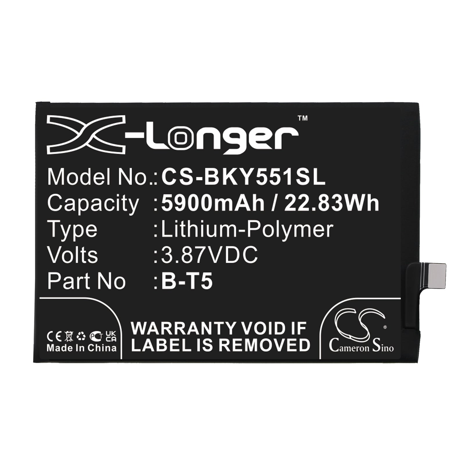 Li-Polymer, Mobile, SmartPhone Battery fits Vivo V2164a, Y55s, 3.87V, 5900mAh Mobile, SmartPhone Cameron Sino Technology Limited