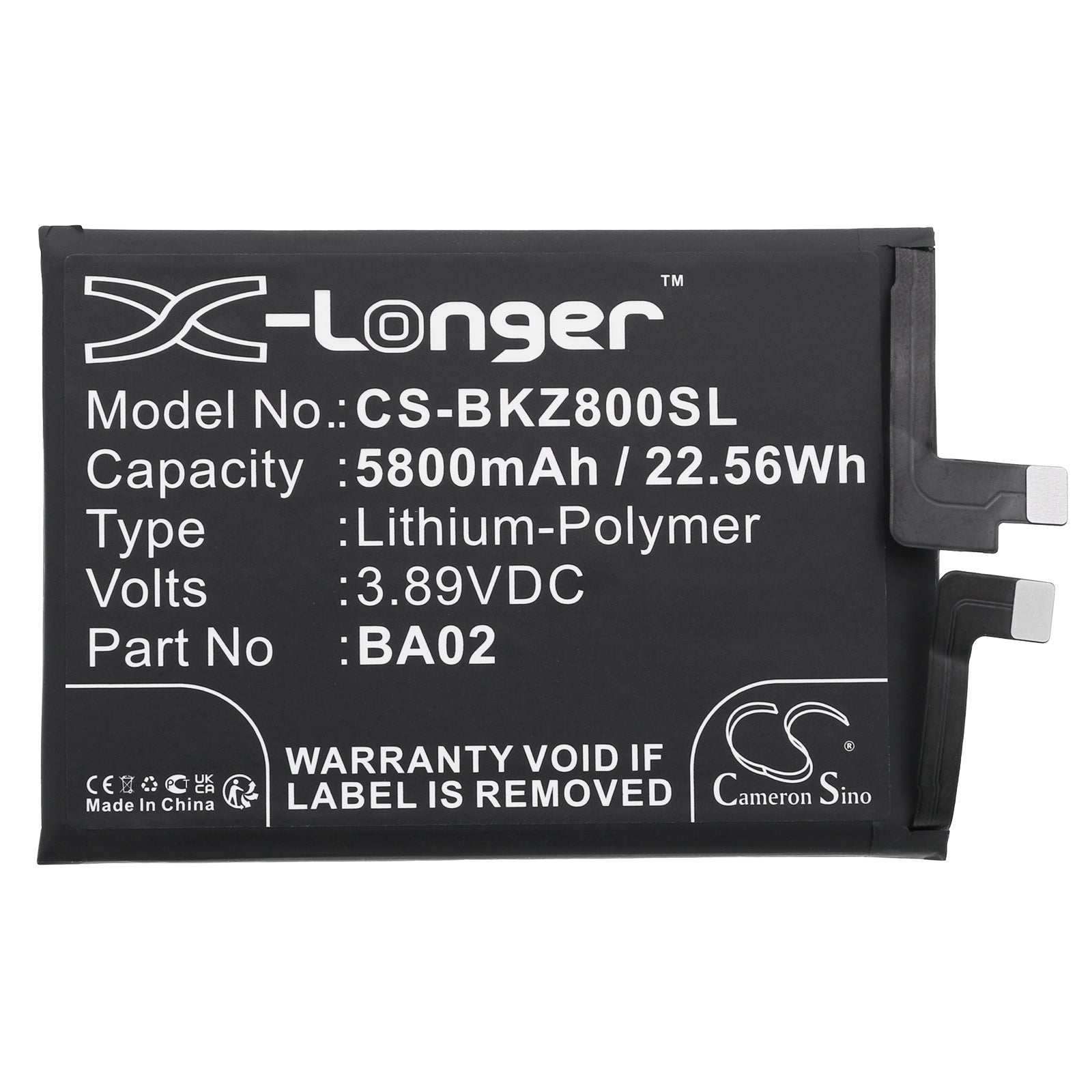 Li-Polymer, Mobile, SmartPhone Battery fits Vivo Iqoo Z8x, 3.89V, 5800mAh Mobile, SmartPhone Cameron Sino Technology Limited