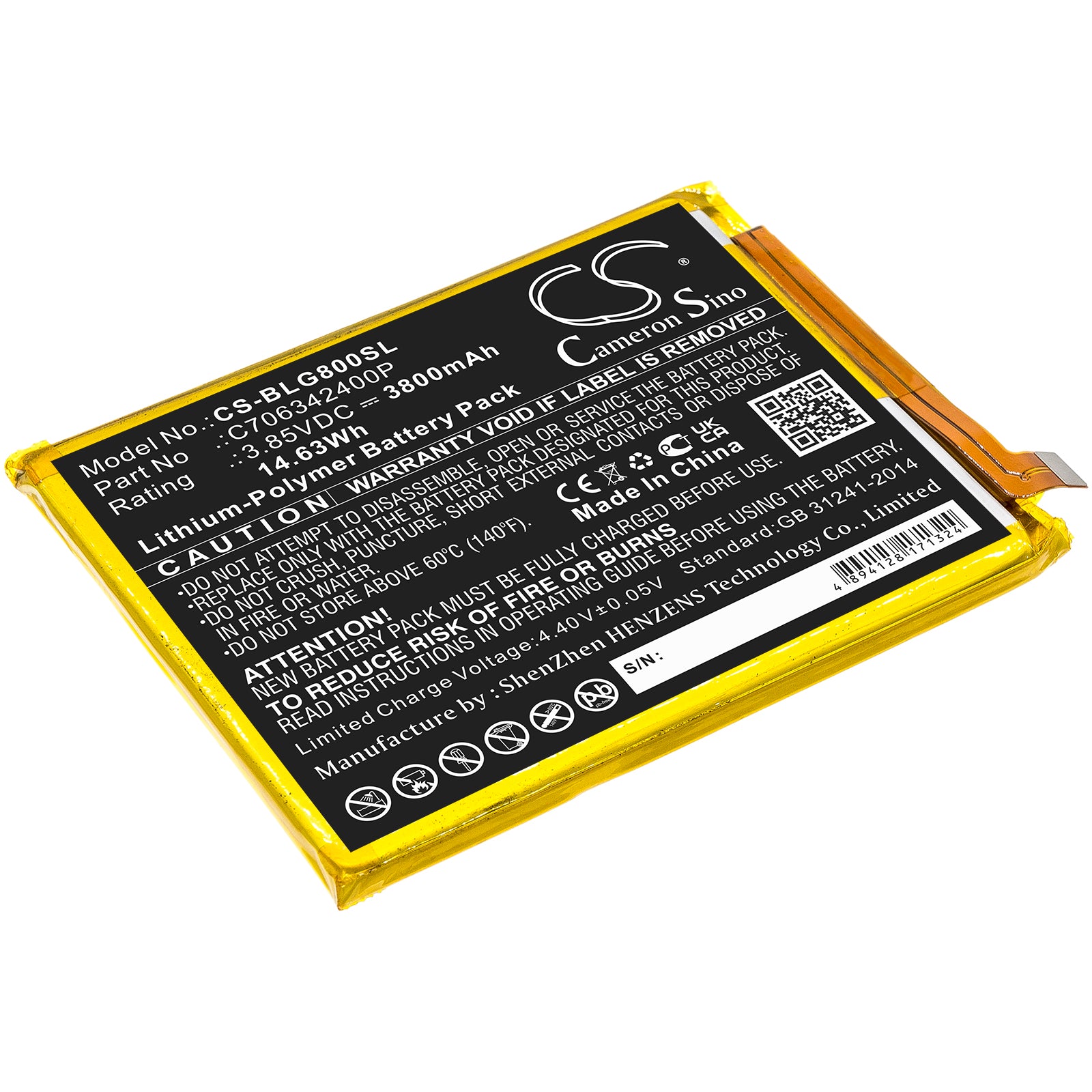 Li-Polymer, Mobile, SmartPhone Battery fits Blu G0290ww, G80, 3.85V, 3800mAh Mobile, SmartPhone Cameron Sino Technology Limited