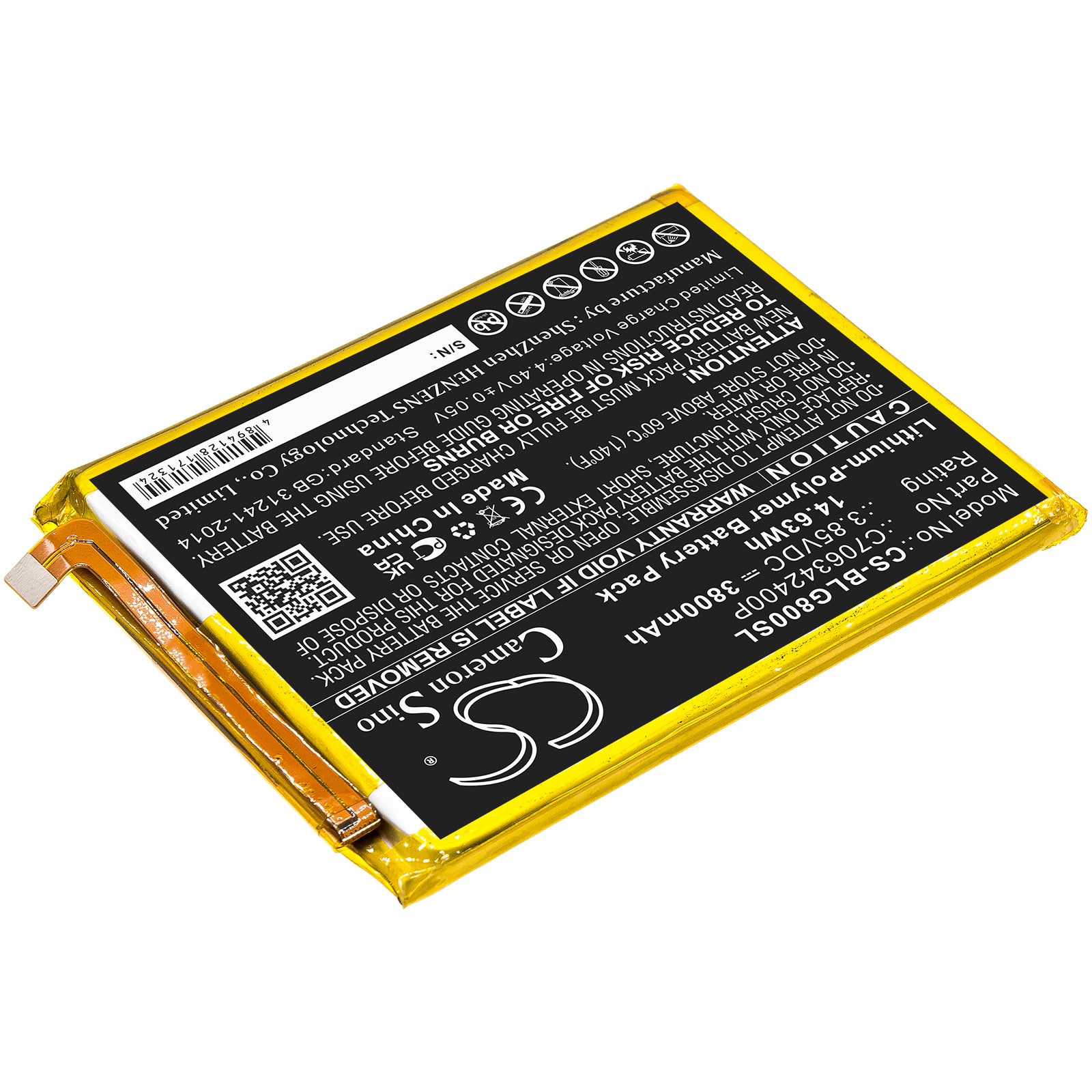 Li-Polymer, Mobile, SmartPhone Battery fits Blu G0290ww, G80, 3.85V, 3800mAh Mobile, SmartPhone Cameron Sino Technology Limited