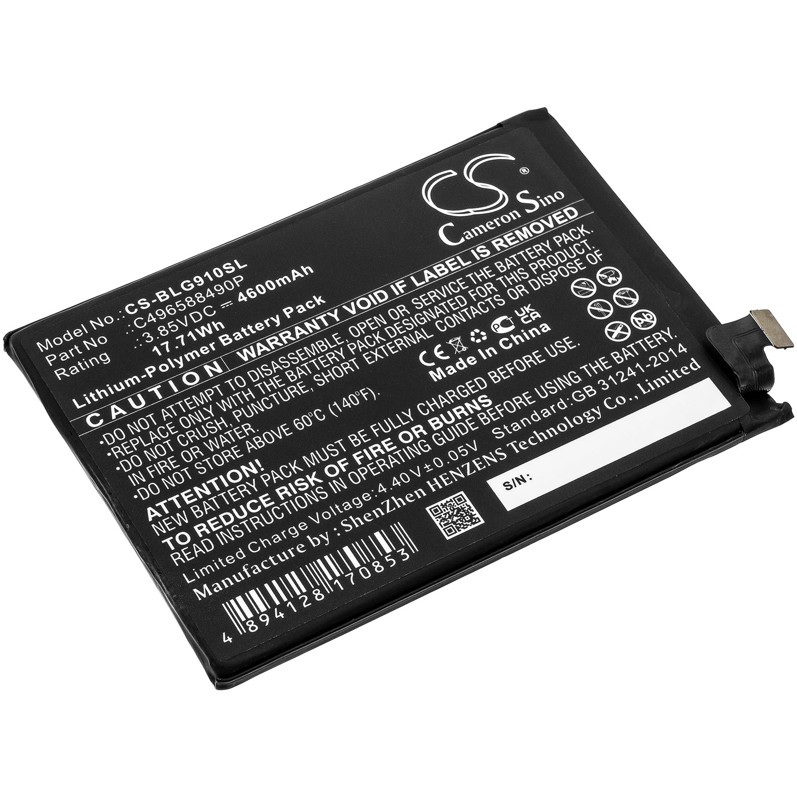 Li-Polymer, Mobile, SmartPhone Battery fits Blu G0530ww, G91 Pro, 3.85V, 4600mAh Mobile, SmartPhone Cameron Sino Technology Limited