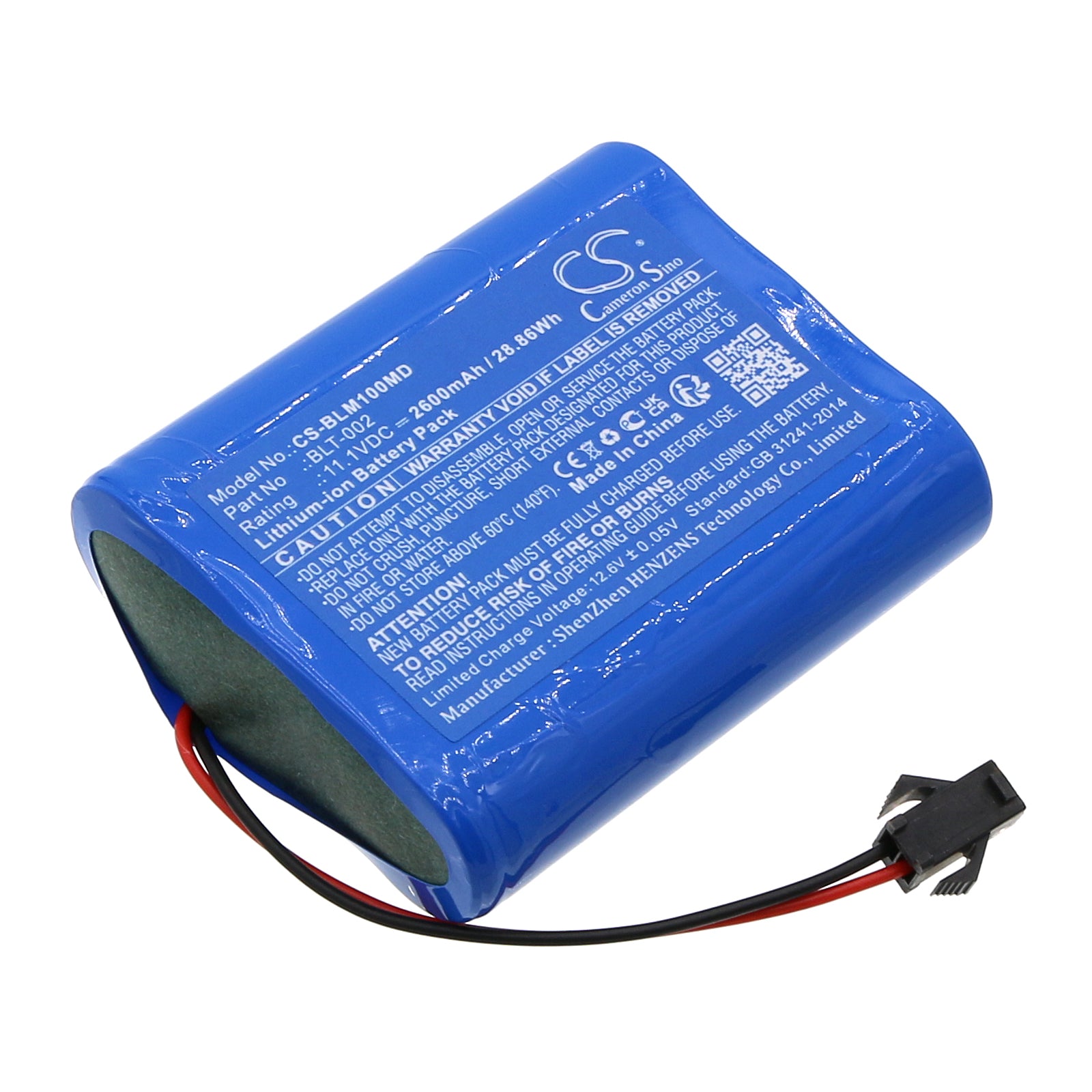Li-ion, Medical Battery fits Biolight Blt M1000, 11.1V, 2600mAh Medical Cameron Sino Technology Limited
