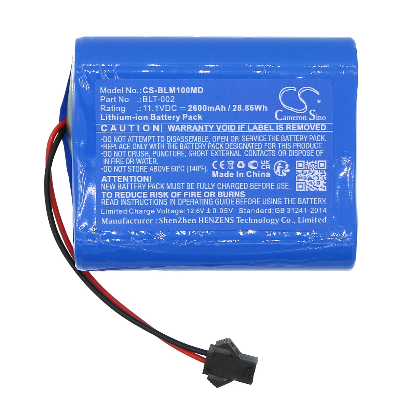 Li-ion, Medical Battery fits Biolight Blt M1000, 11.1V, 2600mAh Medical Cameron Sino Technology Limited