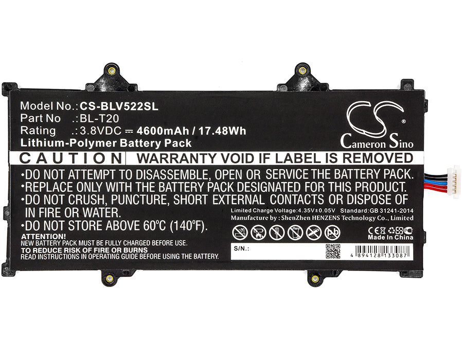 Li-Polymer, Tablet Battery fits Lg G Pad X 8.0, G Pad X 8.0 Lte, 3.8V, 4600mAh Tablet Cameron Sino Technology Limited