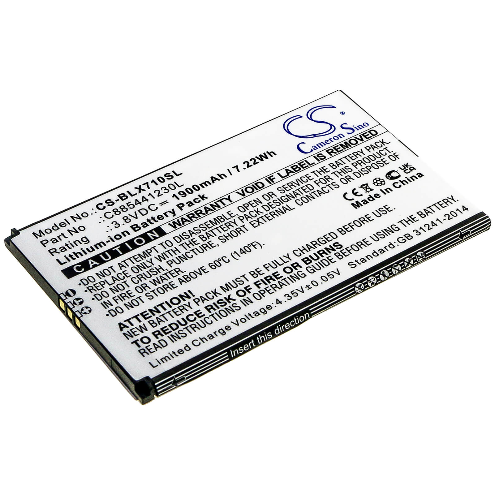 Li-ion Battery fits Blu, d710l, d710u, dash xl 3.8V, 2300mAh Mobile & SmartPhone Cameron Sino Technology Limited