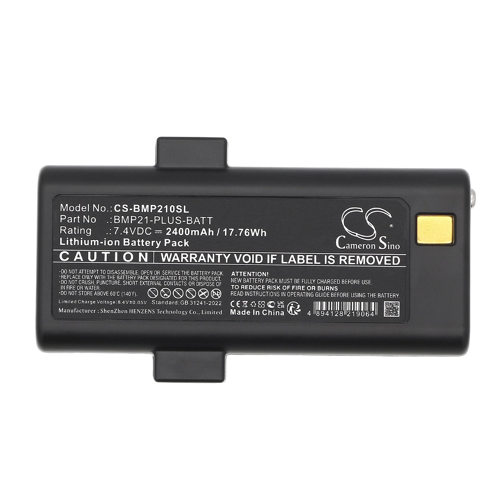 7.4V, Li-ion, 2400mAh, Battery fits Brady BMP21 Plus, BMP21-Lab, 17.76Wh Portable Printer Cameron Sino Technology Limited