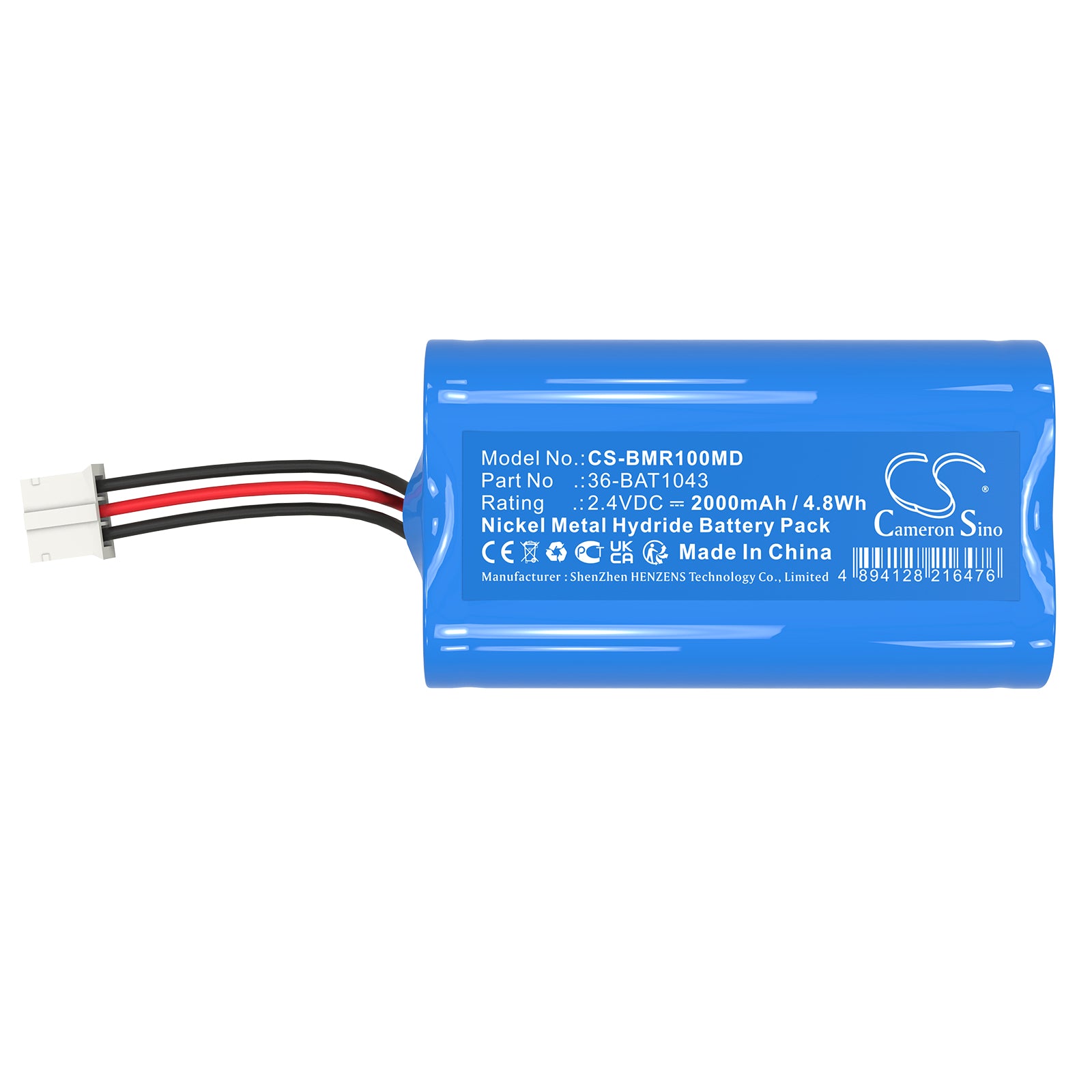 2.4V, Ni-MH, 2000mAh, Battery fits Alaris Micro 1 Spirometer | CareFusion Micro1 Spirometer, 4.8Wh Medical Cameron Sino Technology Limited