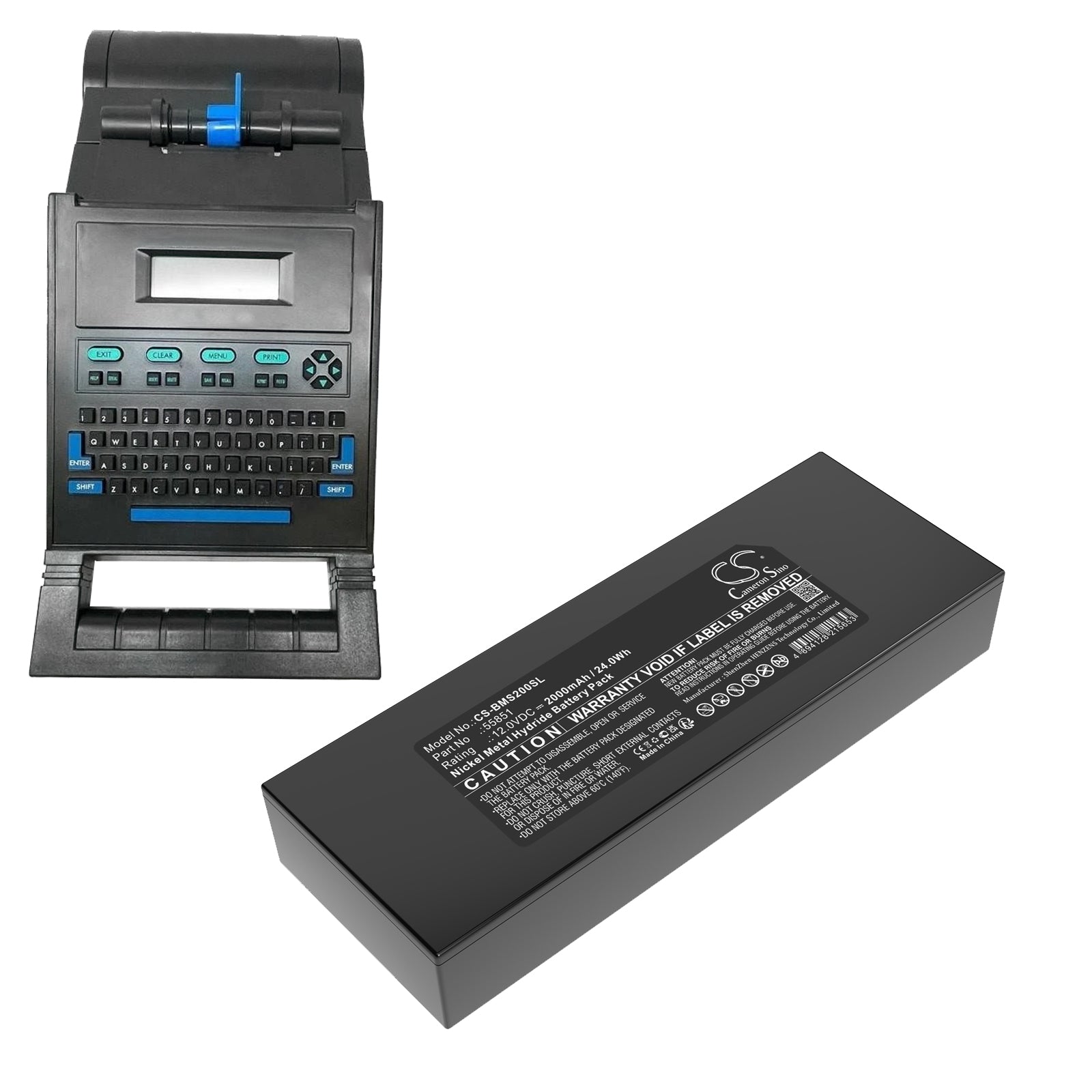 12V, Ni-MH, 2000mAh, Battery fits Brady LS2000, LS2000 Labeler, 24Wh Portable Printer Cameron Sino Technology Limited