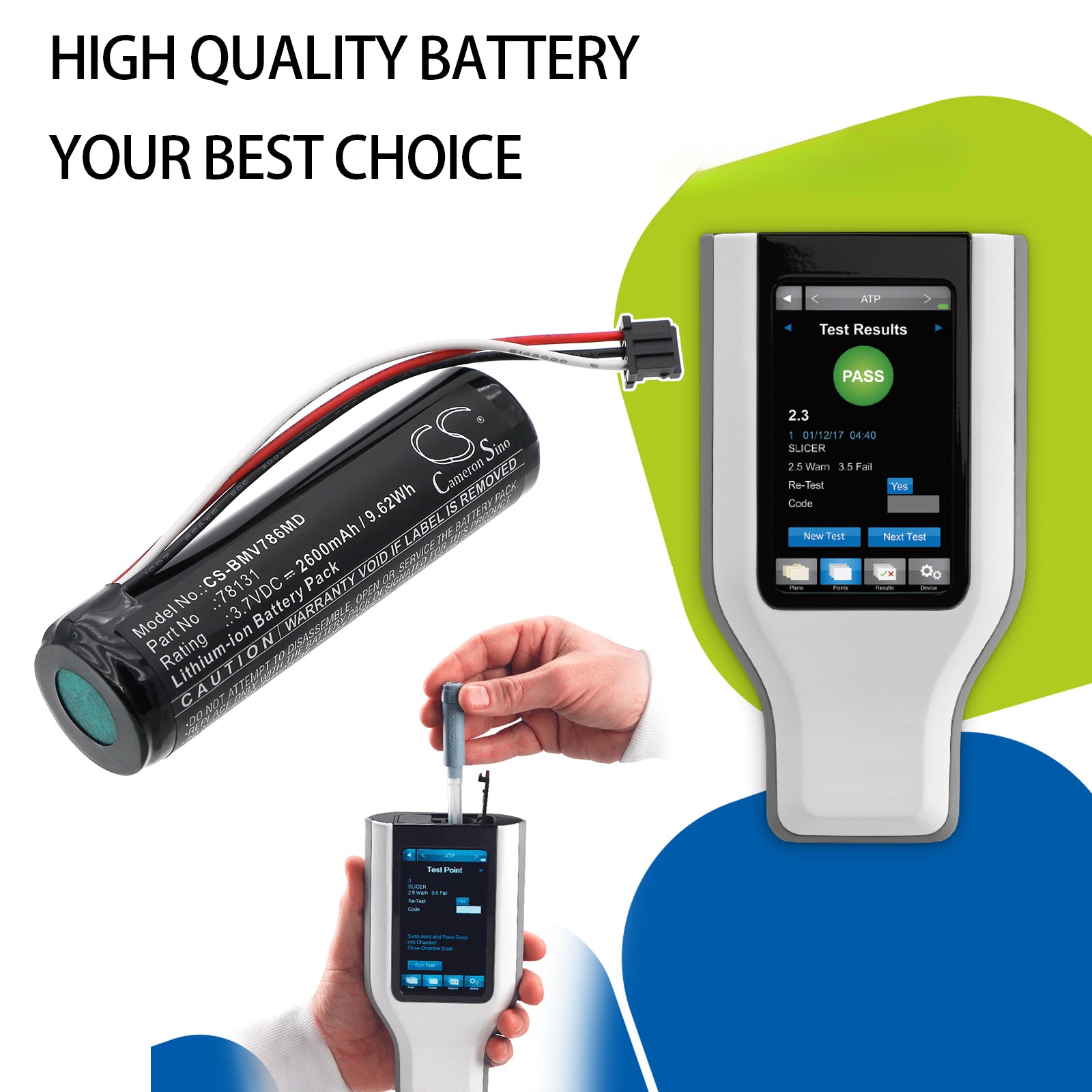 3.7V, Li-ion, 2600mAh, Battery fits BioControl 78300BC, MVP ICON 78300 version only, 9.62Wh Medical Cameron Sino Technology Limited
