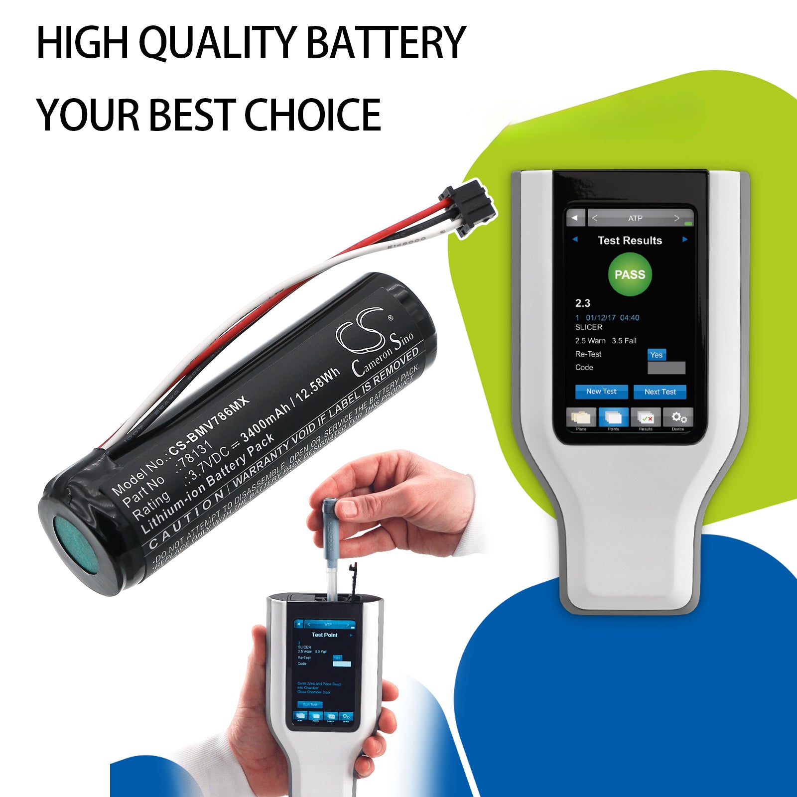 3.7V, Li-ion, 3400mAh, Battery fits BioControl 78300BC, MVP ICON 78300 version only, 12.58Wh Medical Cameron Sino Technology Limited