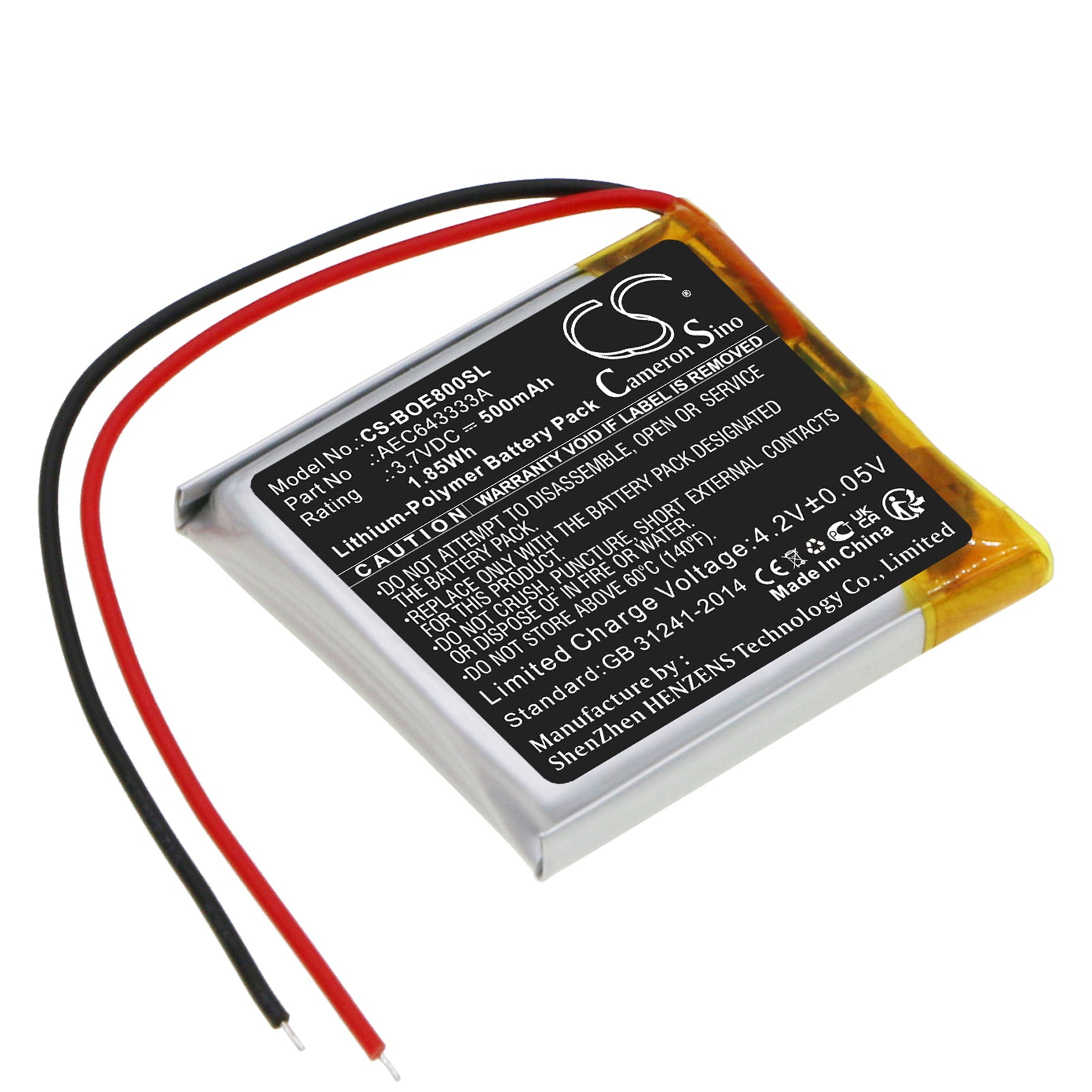 Li-Polymer, Wireless Headset Battery fits Bang & Olufsen Beoplay E8, 3.7V, 500mAh Wireless Headset Cameron Sino Technology Limited