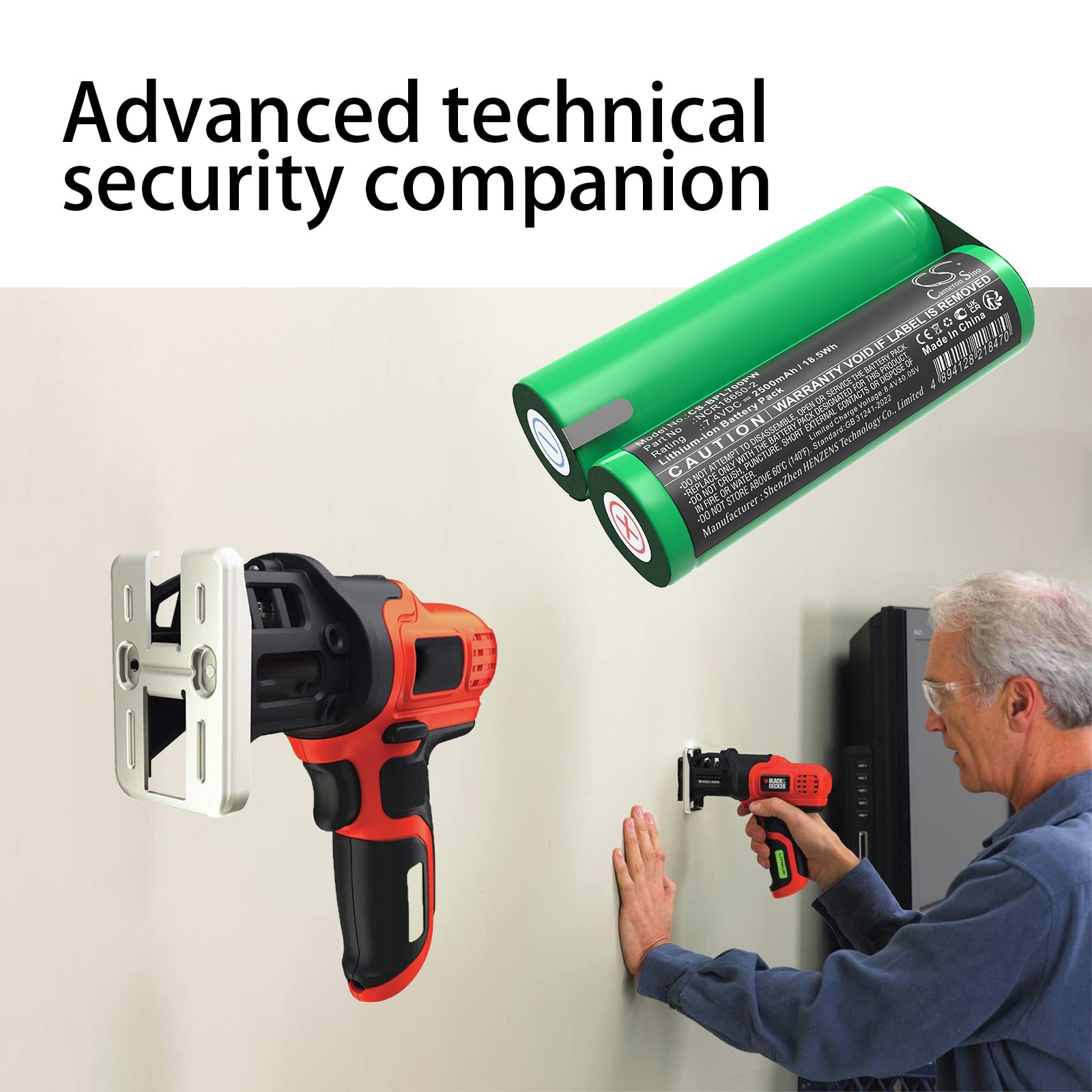 7.4V, Li-ion, 2500mAh, Battery fits Black & Decker 2372-01, LPS7000 13MM Type 1, 18.5Wh Power Tools Cameron Sino Technology Limited