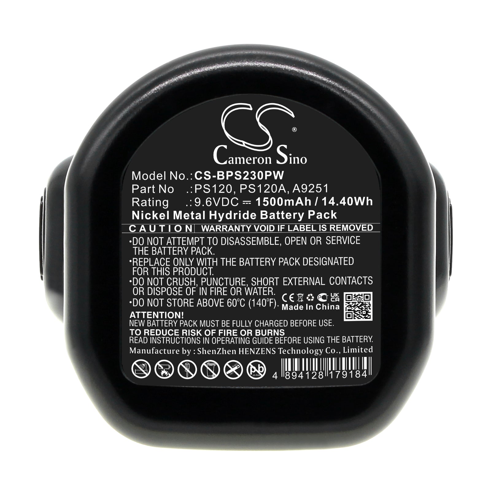 Ni-MH, Power Tools Battery fits Black & Decker Cd231, Cd231k, 9.6V, 1500mAh Power Tools Cameron Sino Technology Limited