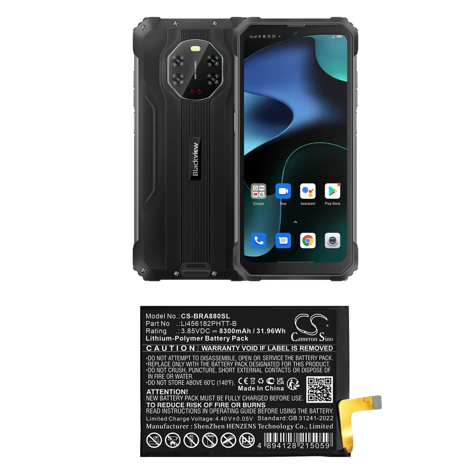 3.85V, Li-Polymer, 8300mAh, Battery fits BlackView BL8800, 31.96Wh Mobile, SmartPhone Cameron Sino Technology Limited