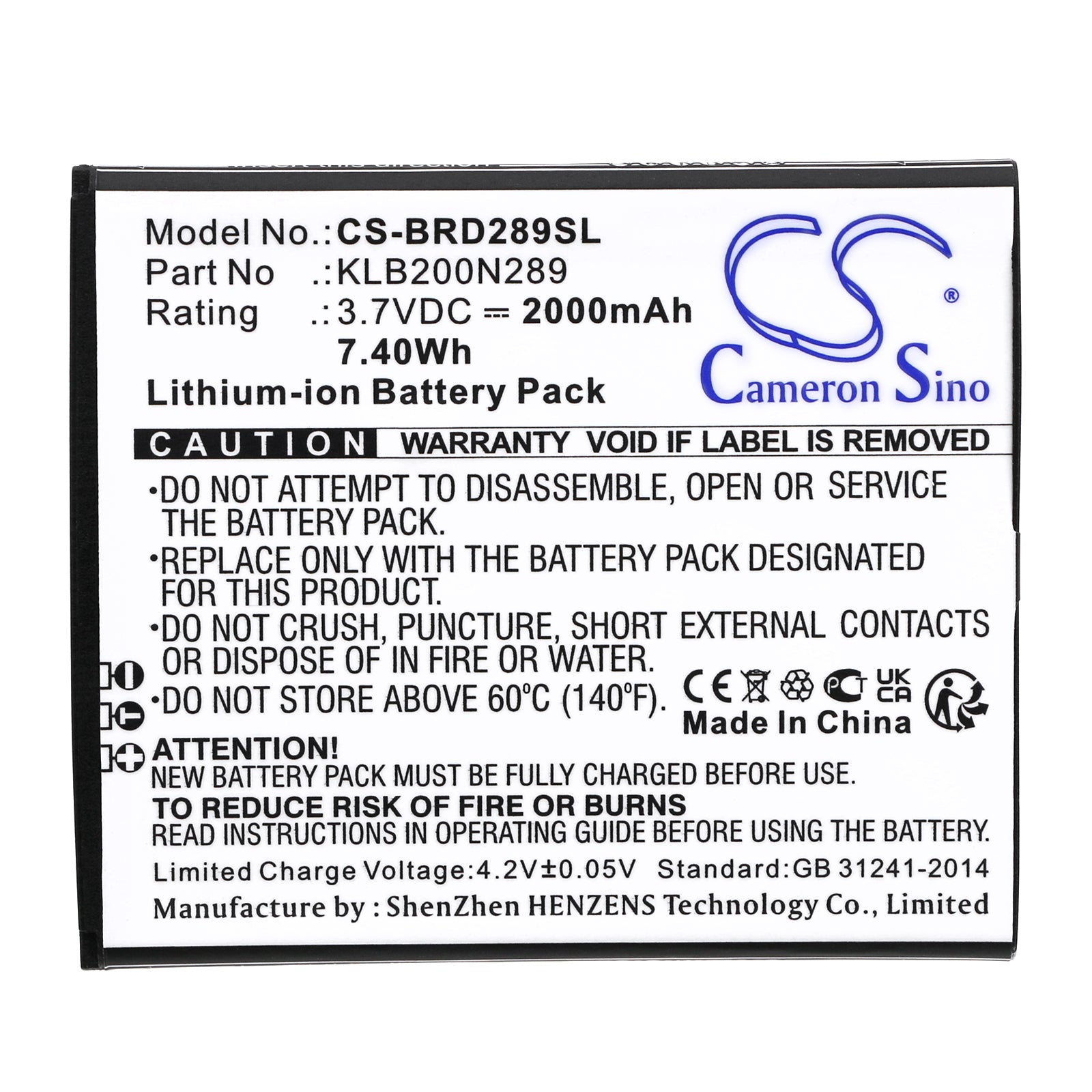 Li-ion, Mobile, SmartPhone Battery fits Brondi Centurion 1, 3.7V, 2000mAh Mobile, SmartPhone Cameron Sino Technology Limited