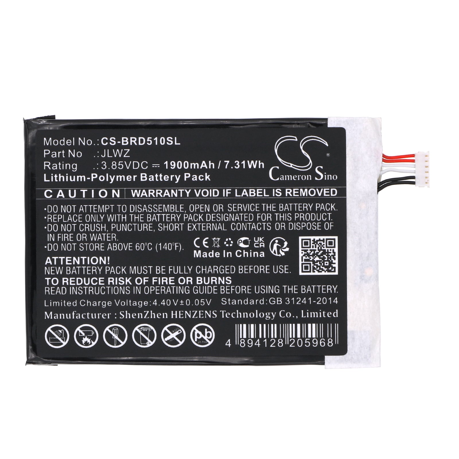 Li-Polymer, Mobile, SmartPhone Battery fits Brondi 510 S Hd, 3.85V, 1900mAh Mobile, SmartPhone Cameron Sino Technology Limited