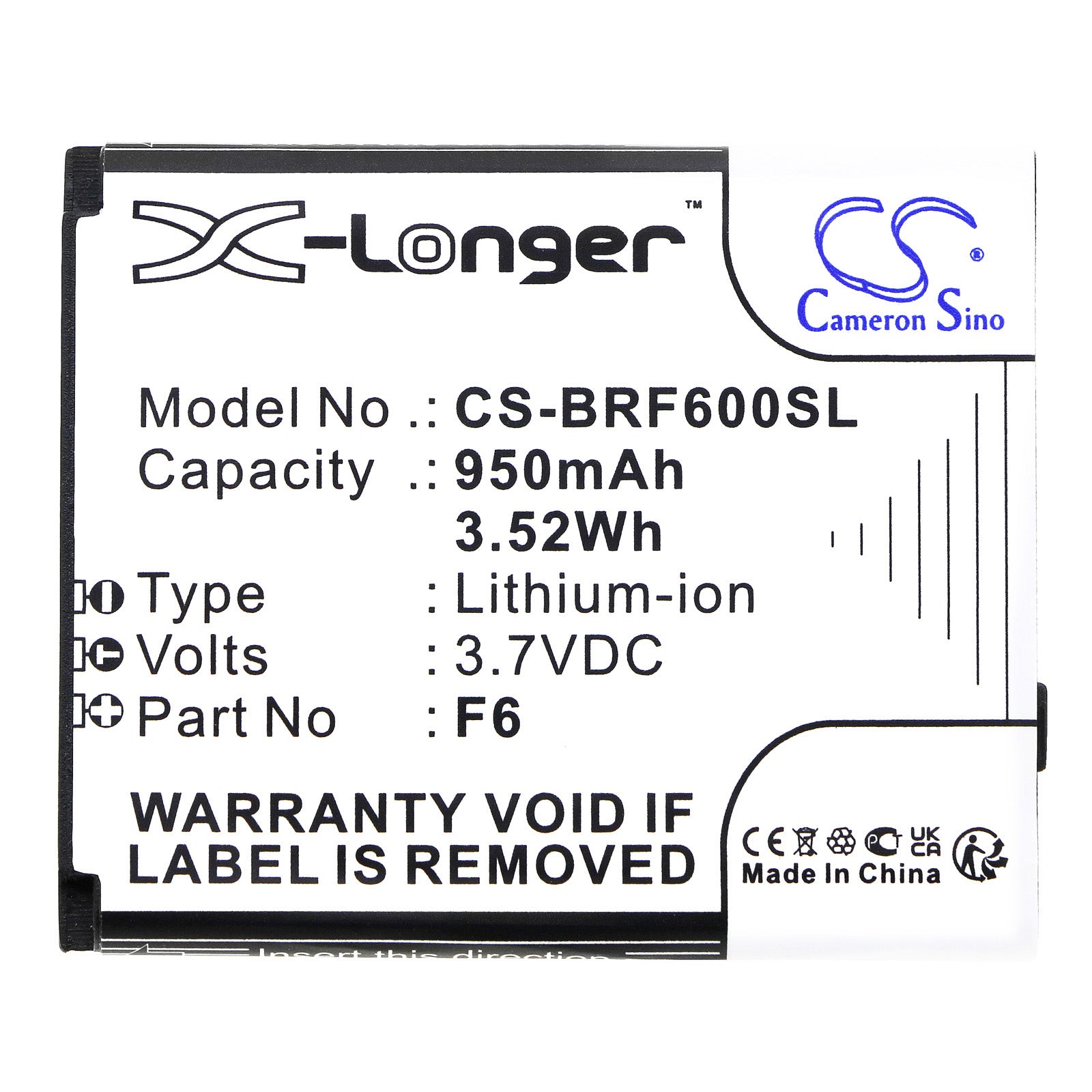 Li-ion, Mobile, SmartPhone Battery fits Brondi Amico Mio + C, Amico Mio+, 3.7V, 950mAh Mobile, SmartPhone Cameron Sino Technology Limited