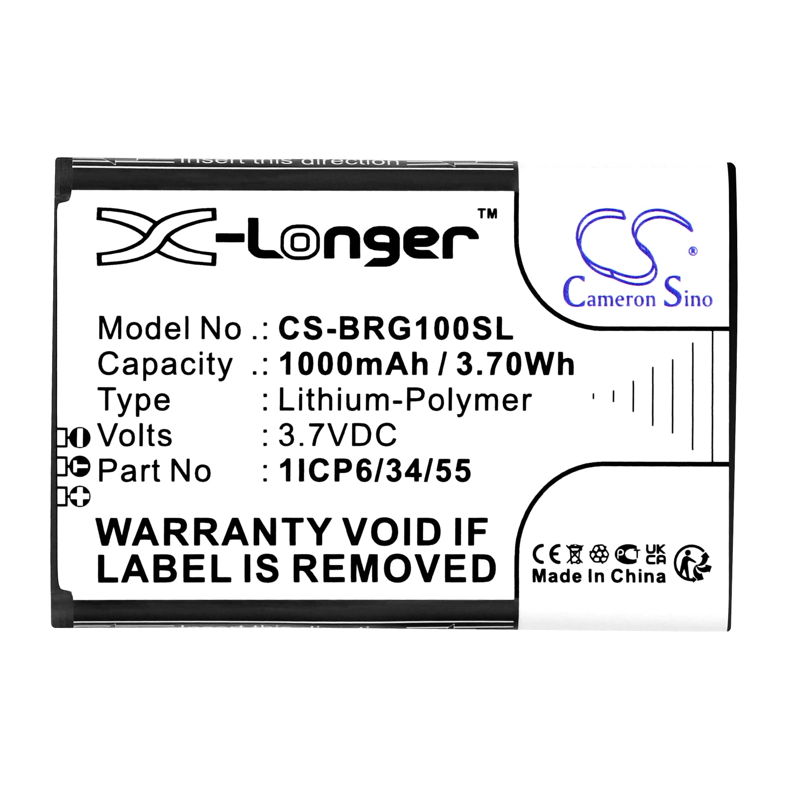 Li-Polymer, Mobile, SmartPhone Battery fits Brondi Amico Gentile, 3.7V, 1000mAh Mobile, SmartPhone Cameron Sino Technology Limited