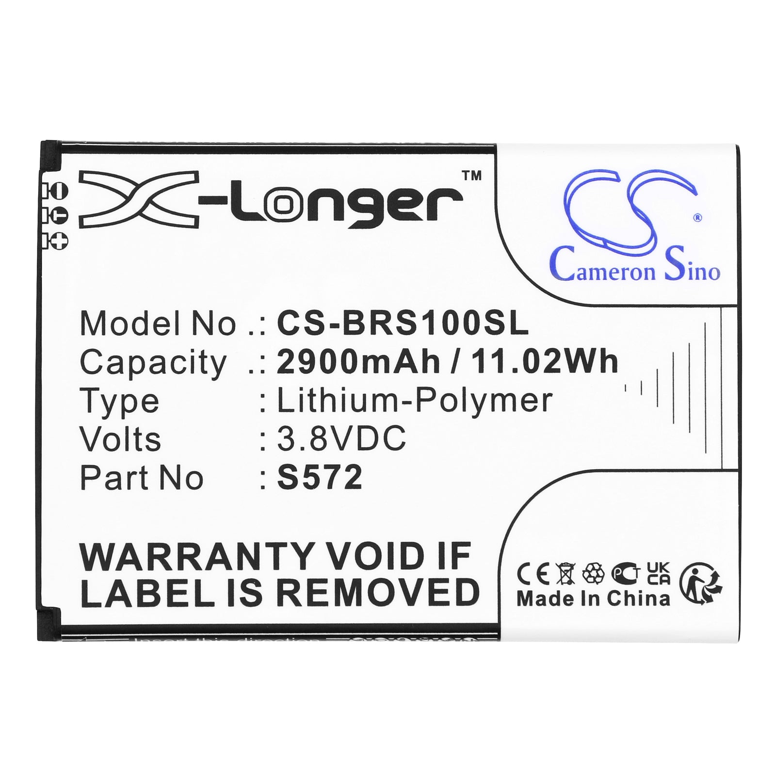 Li-Polymer, Mobile, SmartPhone Battery fits Brondi S572, Smartphone S, 3.8V, 2900mAh Mobile, SmartPhone Cameron Sino Technology Limited