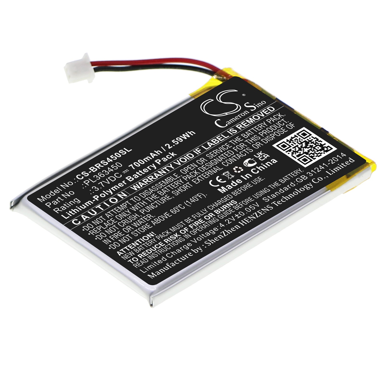 Li-Polymer, Wireless Headset Battery fits Blueparrott S450, S450-xt, 3.7V, 700mAh Wireless Headset Cameron Sino Technology Limited