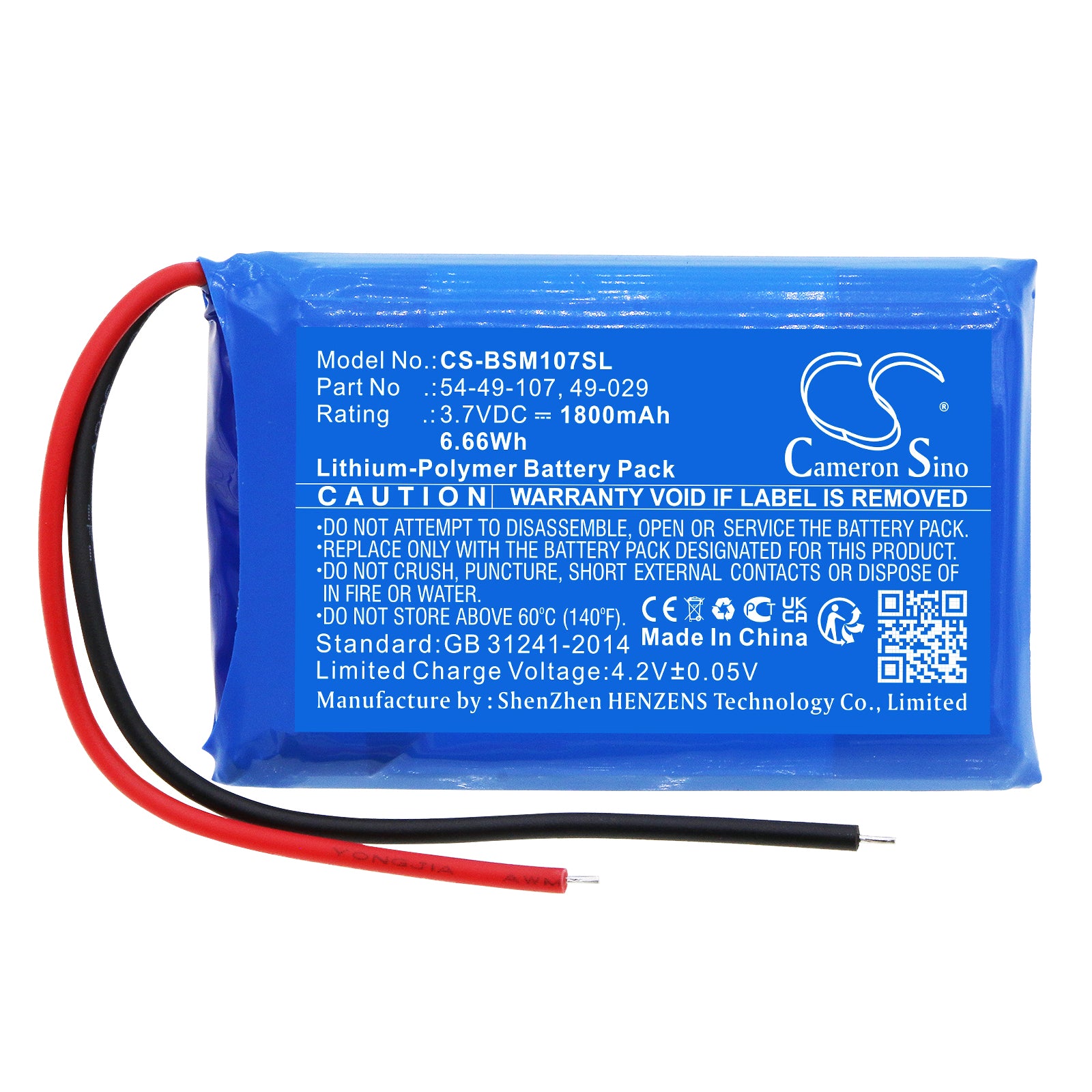 Li-Polymer, Equipment, Survey, Test Battery fits Biosystems Multipro Multigas Monitor, 3.7V, 1800mAh Equipment, Survey, Test Cameron Sino Technology Limited